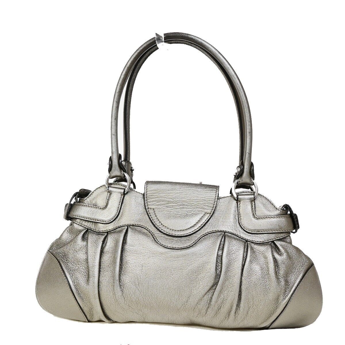 SALVATORE FERRAGAMO Logo Marisa Gancini Shoulder Bag Leather Gray Italy 60EC671