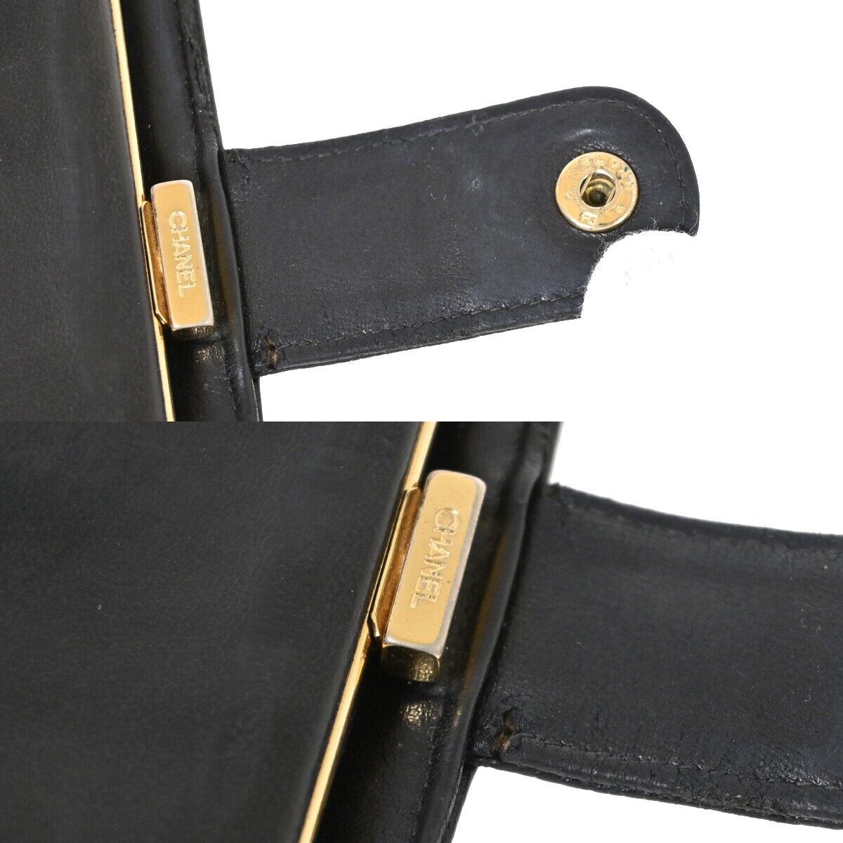 CHANEL CC Logo Long Bifold Wallet Purse Caviar Skin Leather Black GHW 34RF095