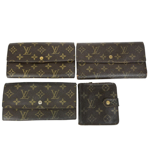 LOUIS VUITTON LV Logo 4 Set Bifold Trifold Long Wallet Monogram Brown 69KA307
