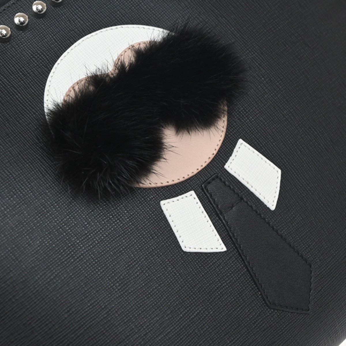 FENDI Karlito Karl Lagerfeld Clutch Bag Leather Fur Black SHW Italy 30EG245