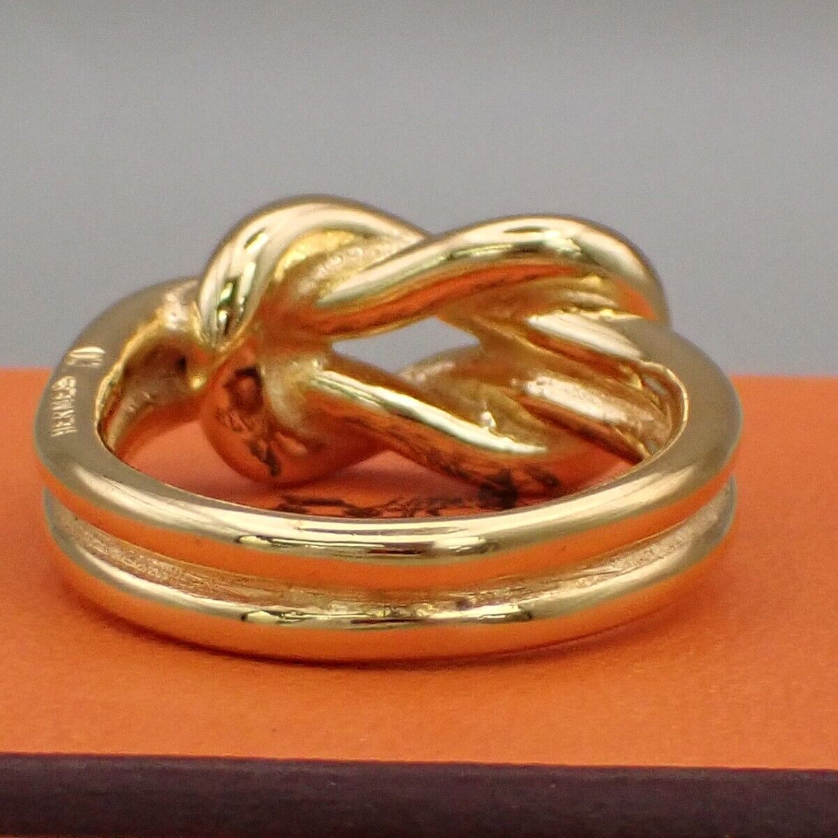 HERMES Logo Knot Scarf Large Ring Gold-Plated Accessory 66FB333