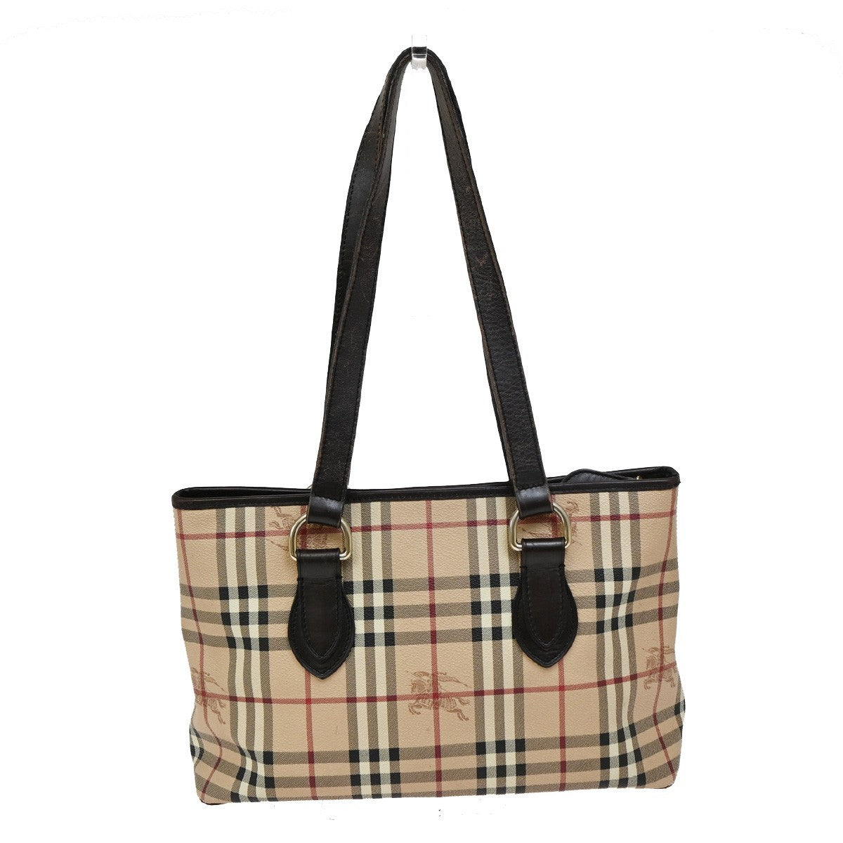 BURBERRY Logo Nova Check Shoulder Tote Bag Canvas Leather Beige Brown 67KA778