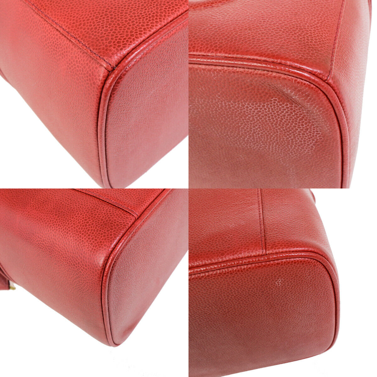 CHANEL CC Logo 2Way Vanity Hand Bag Caviar Skin Leather Red GHW Vintage 309RK387