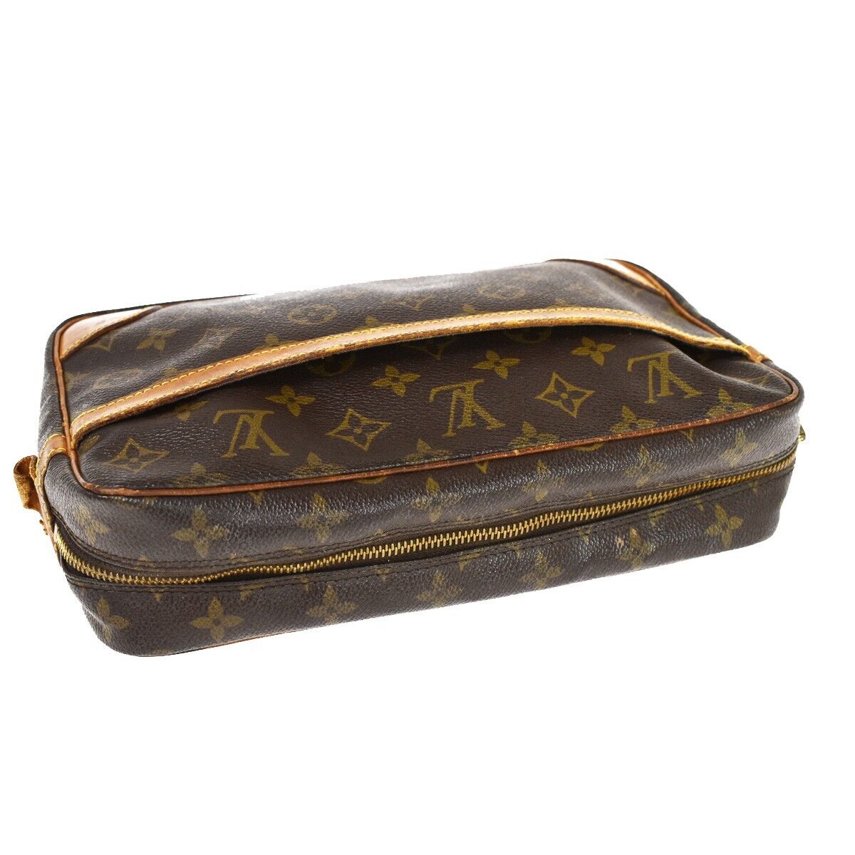 LOUIS VUITTON Compiegne 28 Clutch Bag Monogram Leather Brown GHW M51845 65EA823