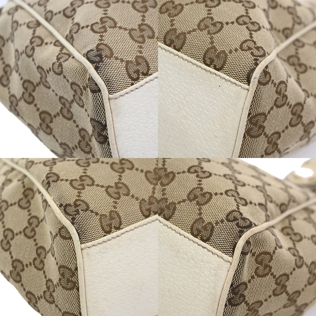 GUCCI GG Pattern Charmy Handbag Canvas Leather Beige GHW Italy 86DA225