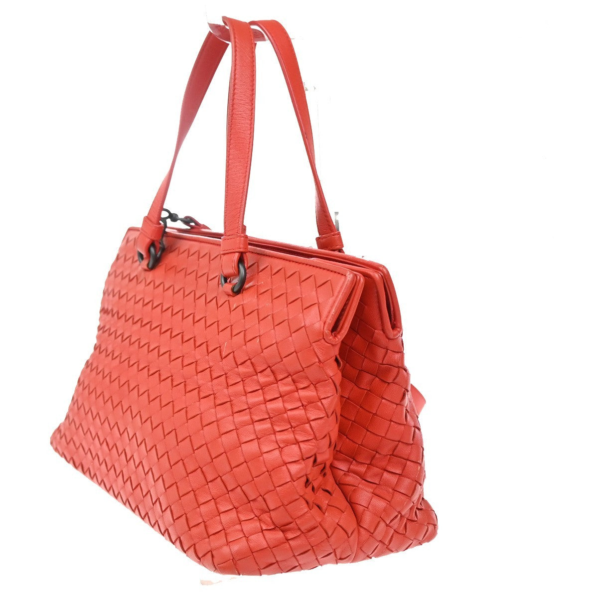 BOTTEGA VENETA Logo Intrecciato 2way Shoulder Hand Bag Leather Red Italy 99MA144