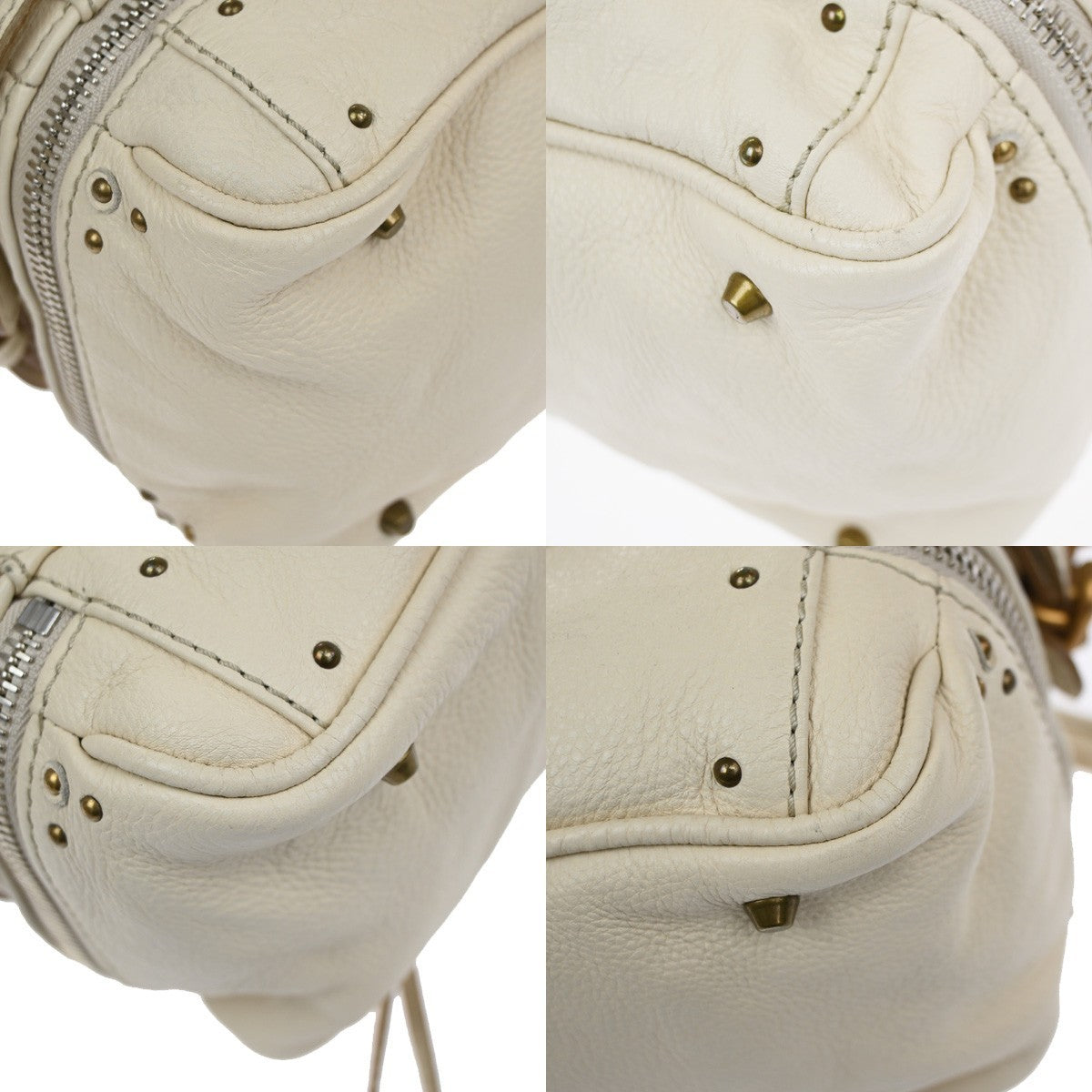 CHLOE Logo Paddington Shoulder Hand Bag Leather Padlock Ivory GHW Italy 25RQ005
