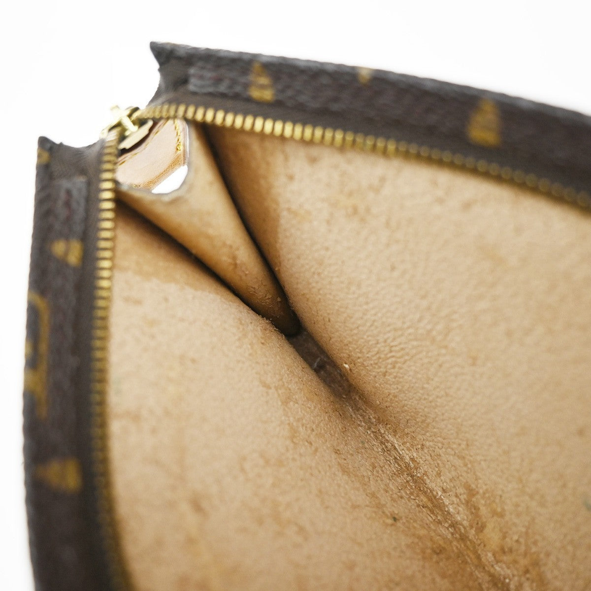 LOUIS VUITTON Logo BUCKET PM Pouch Bag Monogram Leather Brown France 60KP175