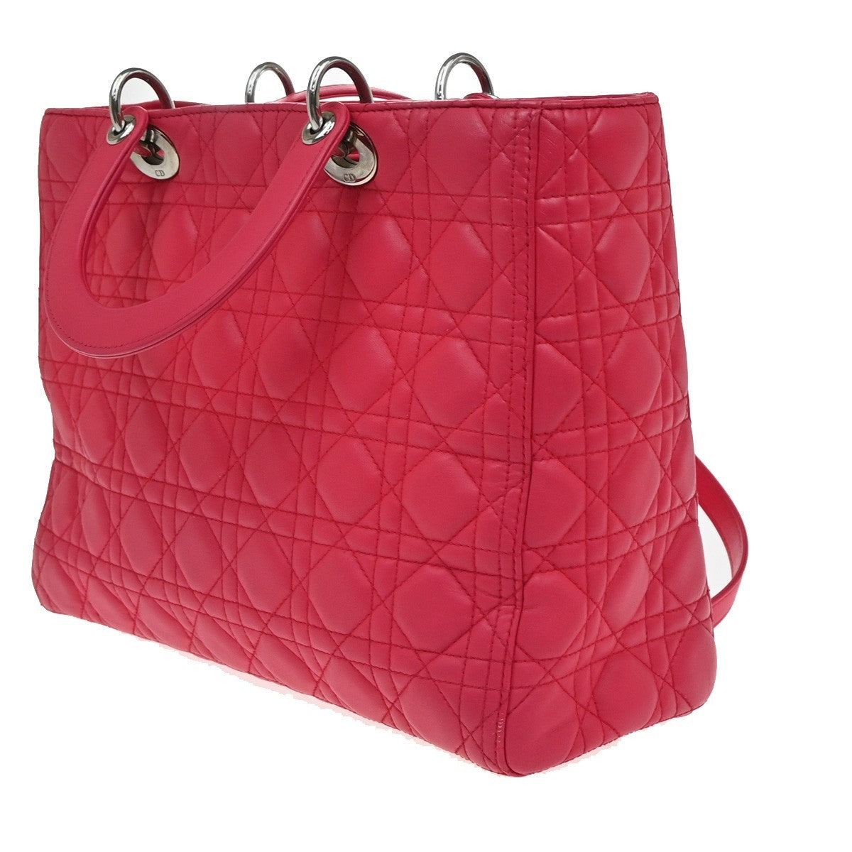 CHRISTIAN DIOR Lady Cannage 2Way Shoulder Hand Bag Leather Pink SHW 683RF675