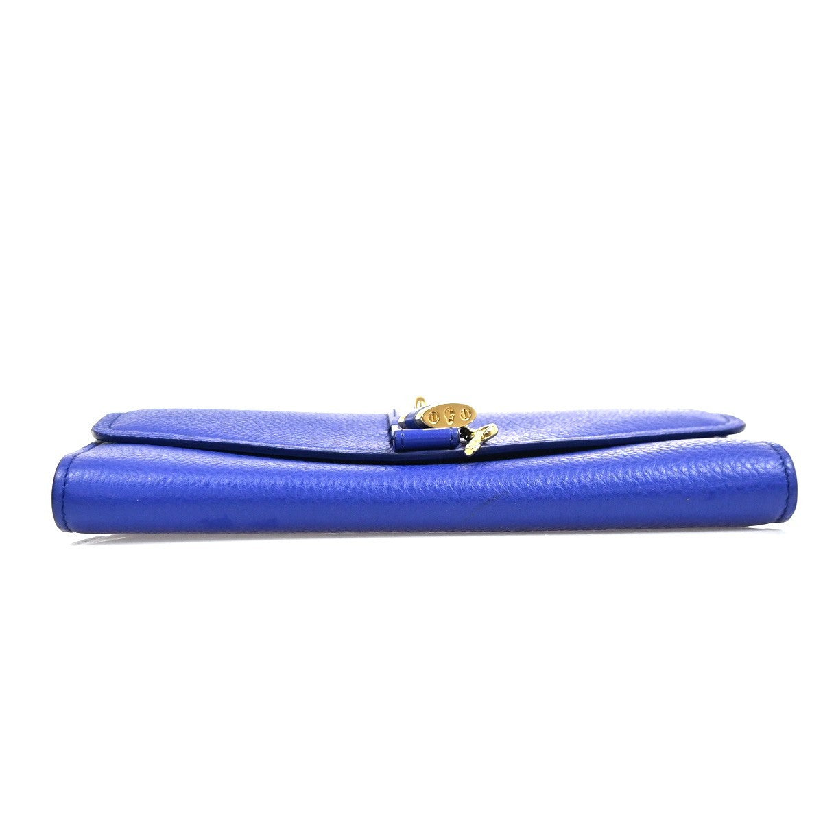 CHLOE Logo Chain Shoulder Bifold Long Wallet Leather Blue GHW Spain 64MA495