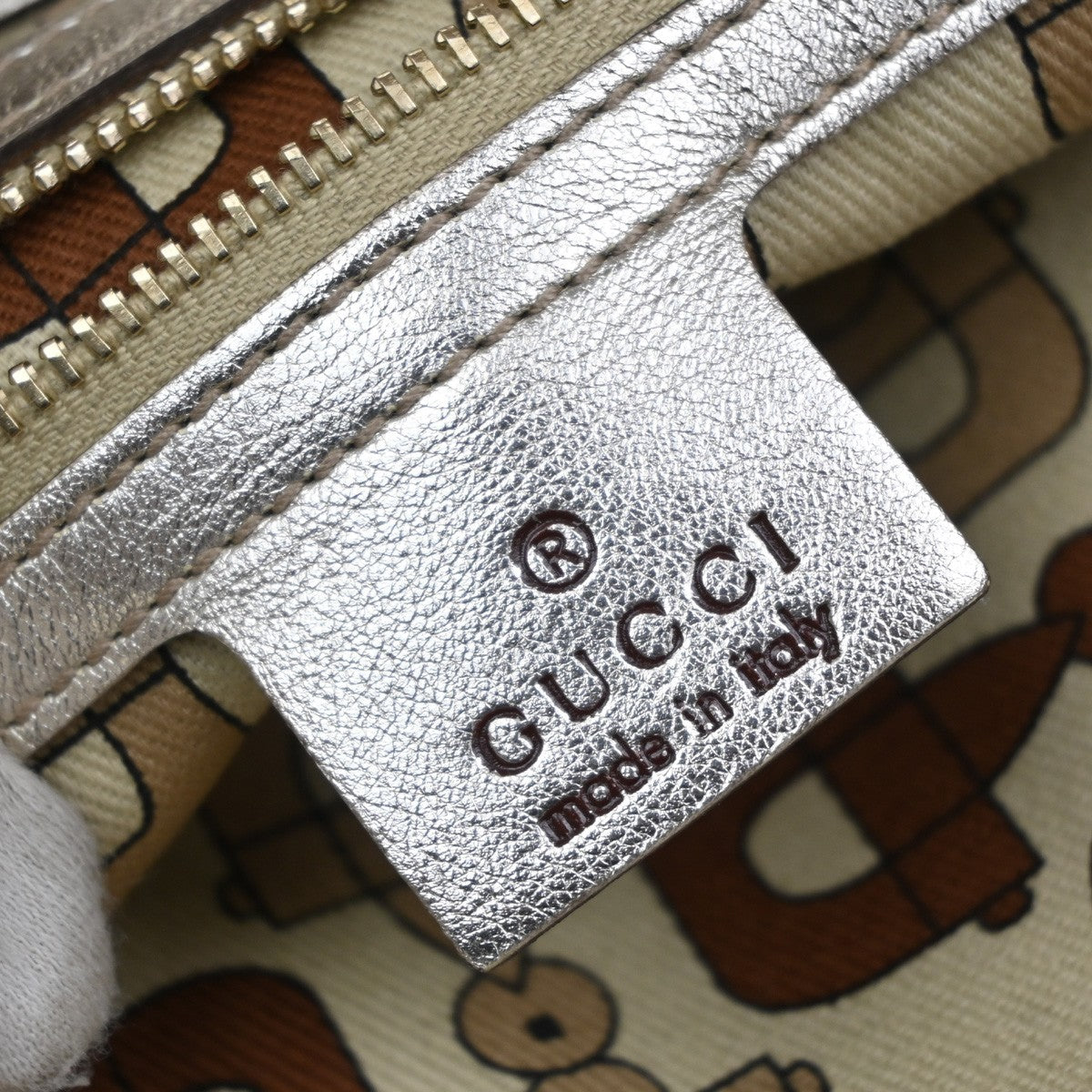 GUCCI Logo GG Pattern Positano Scarf Shoulder Bag Leather Gole GHW Italy 79YJ136
