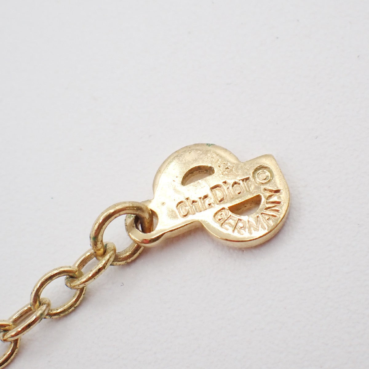 CHRISTIAN DIOR  CD Logo Chain Pendant Necklace Gold Germany 05RL903