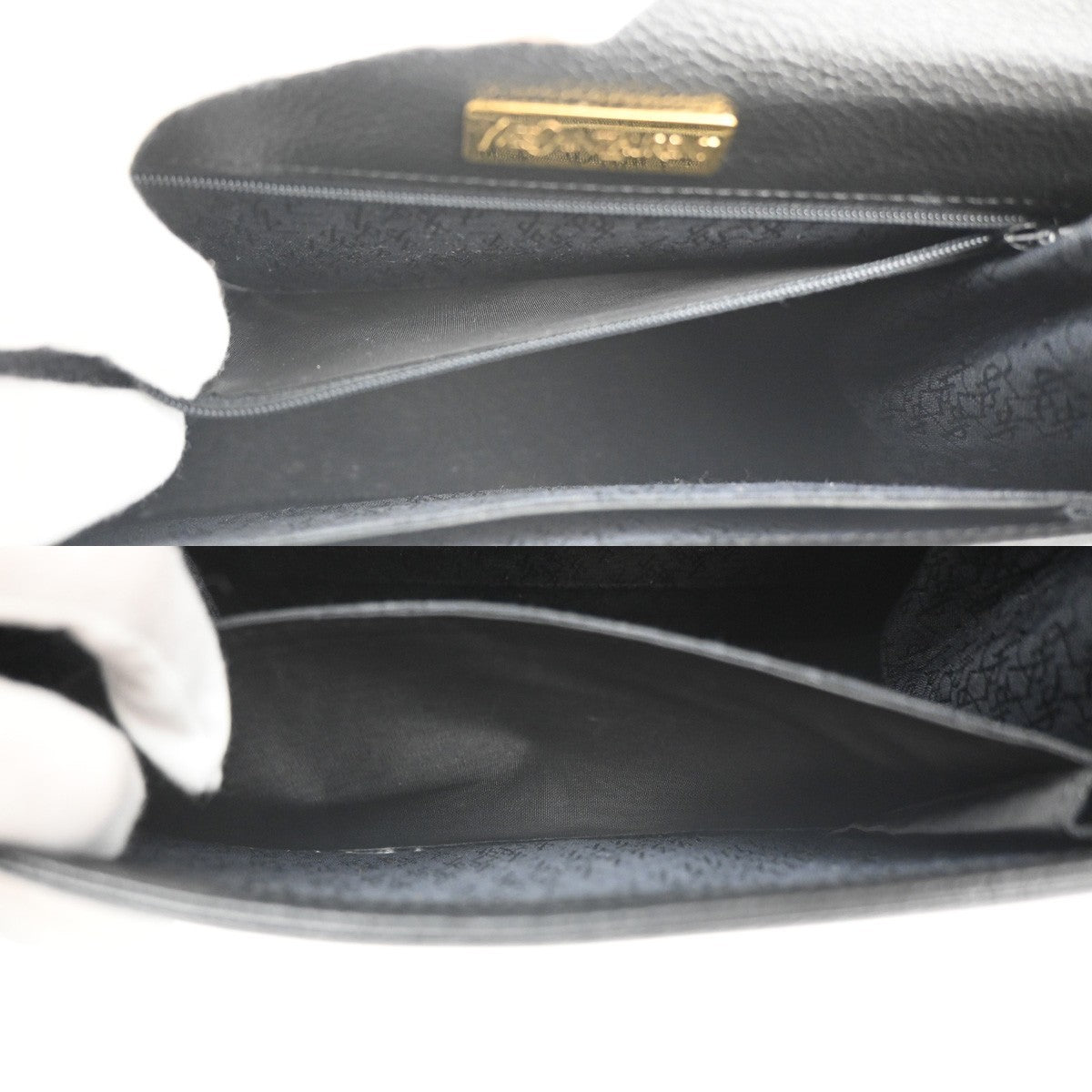 YVES SAINT LAURENT YSL Logo Flap Shoulder Hand Tote Bag Leather Black 71RL883