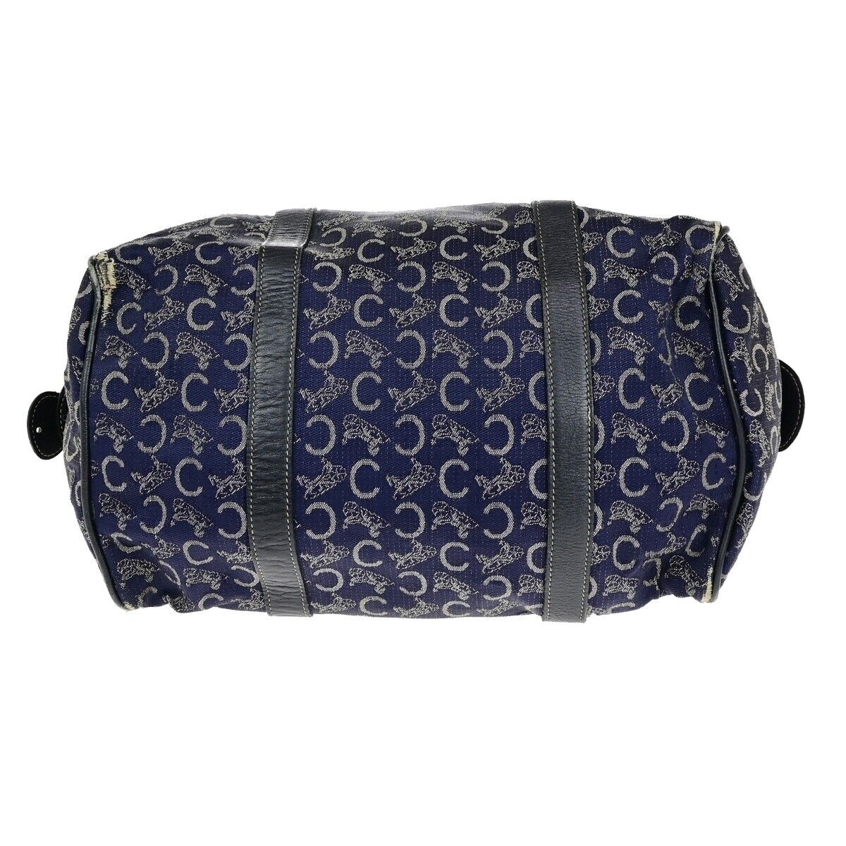 CELINE C Macadam Hand Bag Canvas Leather Navy Blue Made in Italy 02EB412