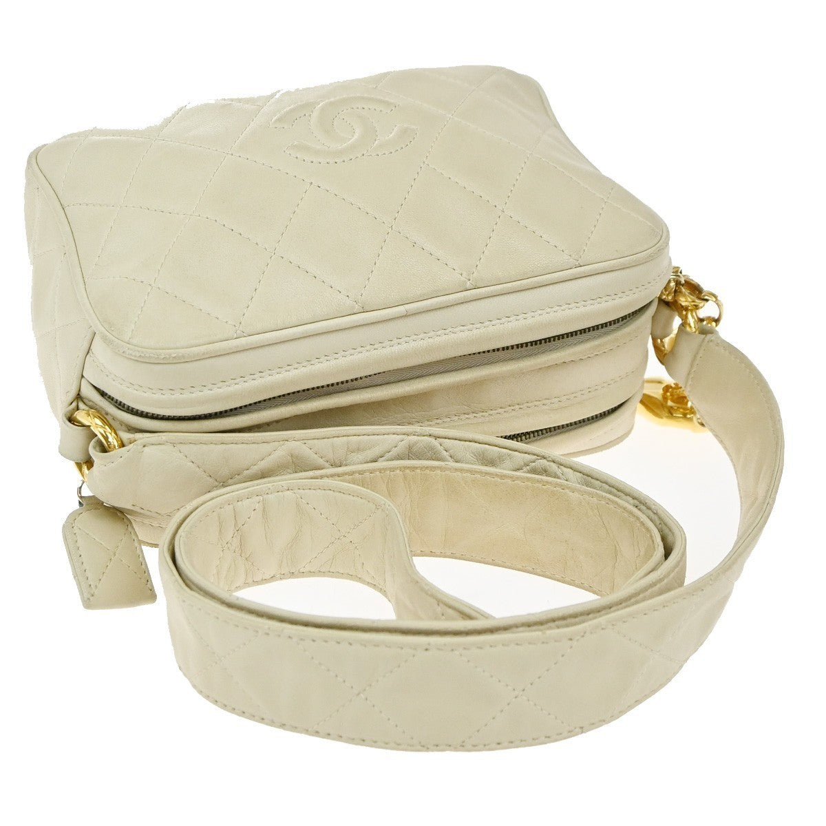 CHANEL CC Matelasse Chain Mini Shoulder Bag Leather White GHW Vintage 59RP109