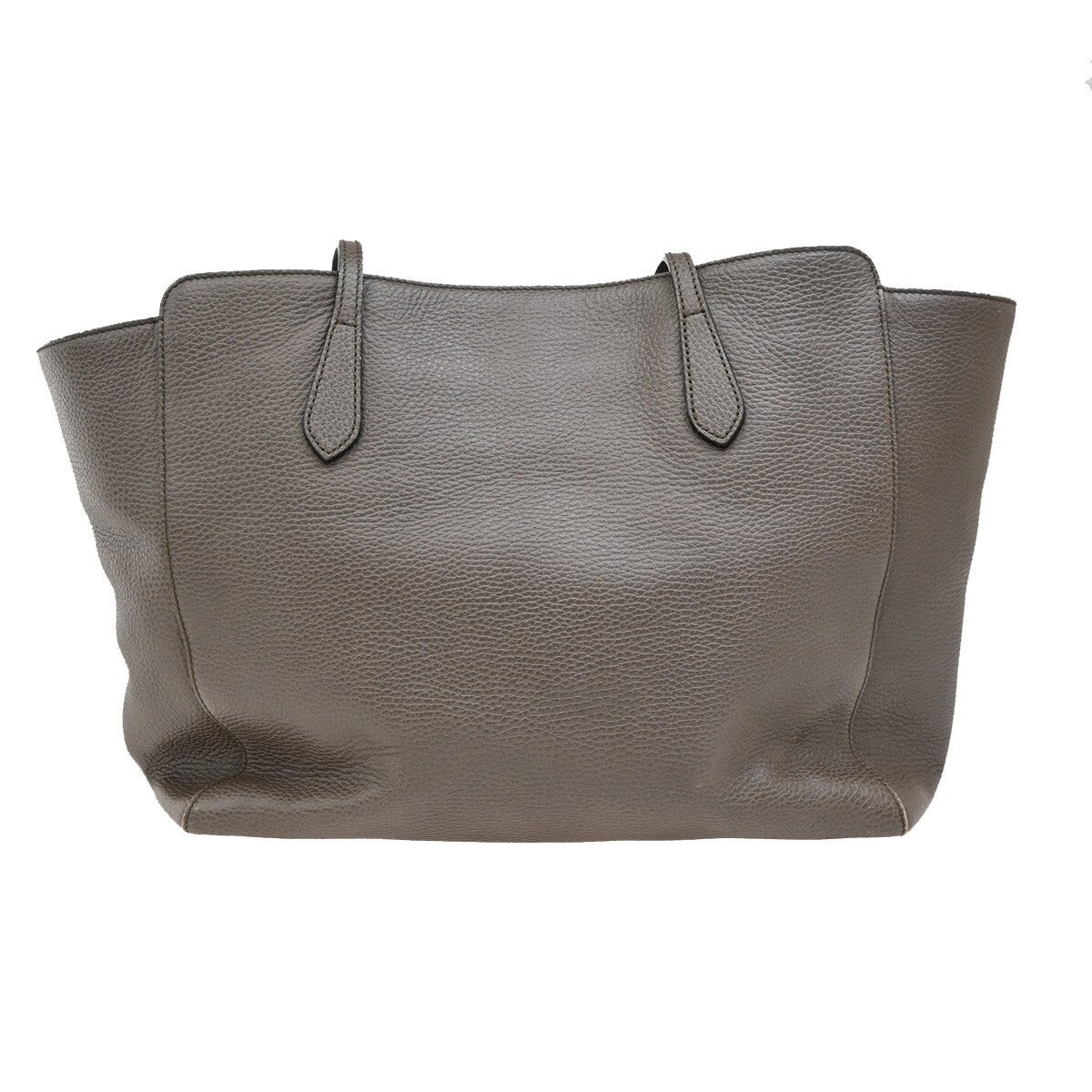 GUCCI Logo Swing Shoulder Tote Bag Leather Gray Pink GHW Italy 80EE613