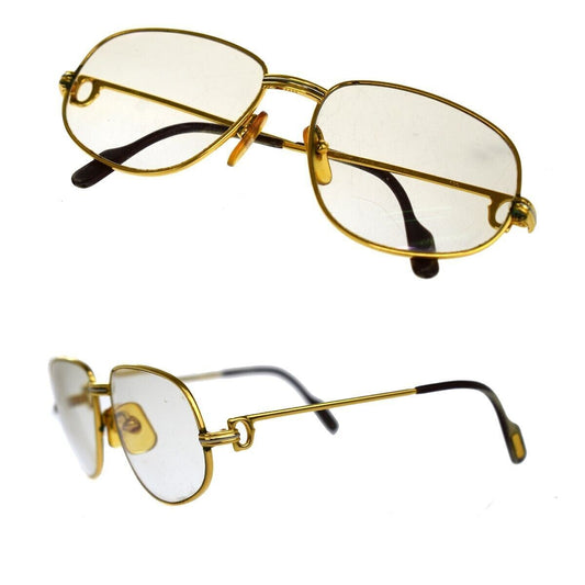 CARTIER Logos Trinity Glasses Eye Wear Metal Plastic Gold Brown France 30GA209