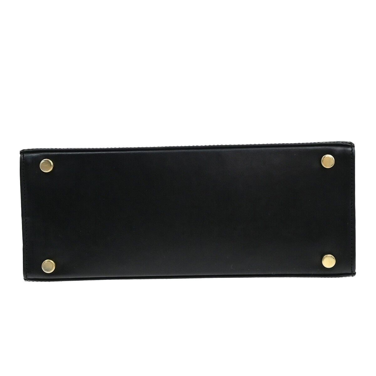 SALVATORE FERRAGAMO Logo Vara Hand Bag Canvas Leather Black Gold Italy 67ED785