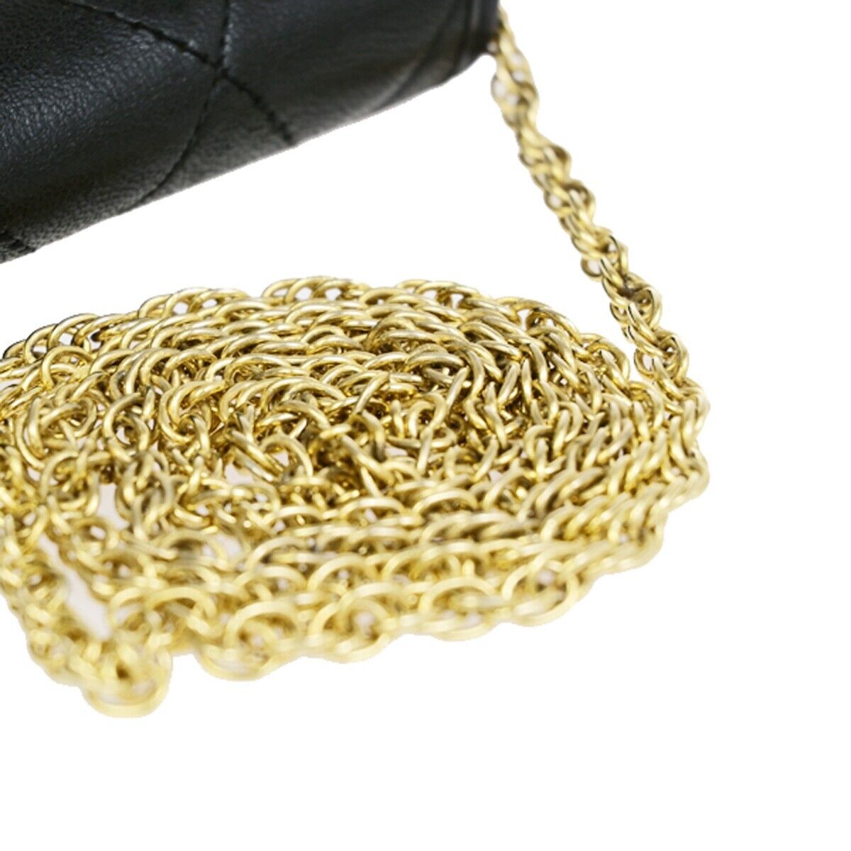 CHANEL CC Logo Mini Matelasse Chain Shoulder Bag Leather Black GHW 600RF228