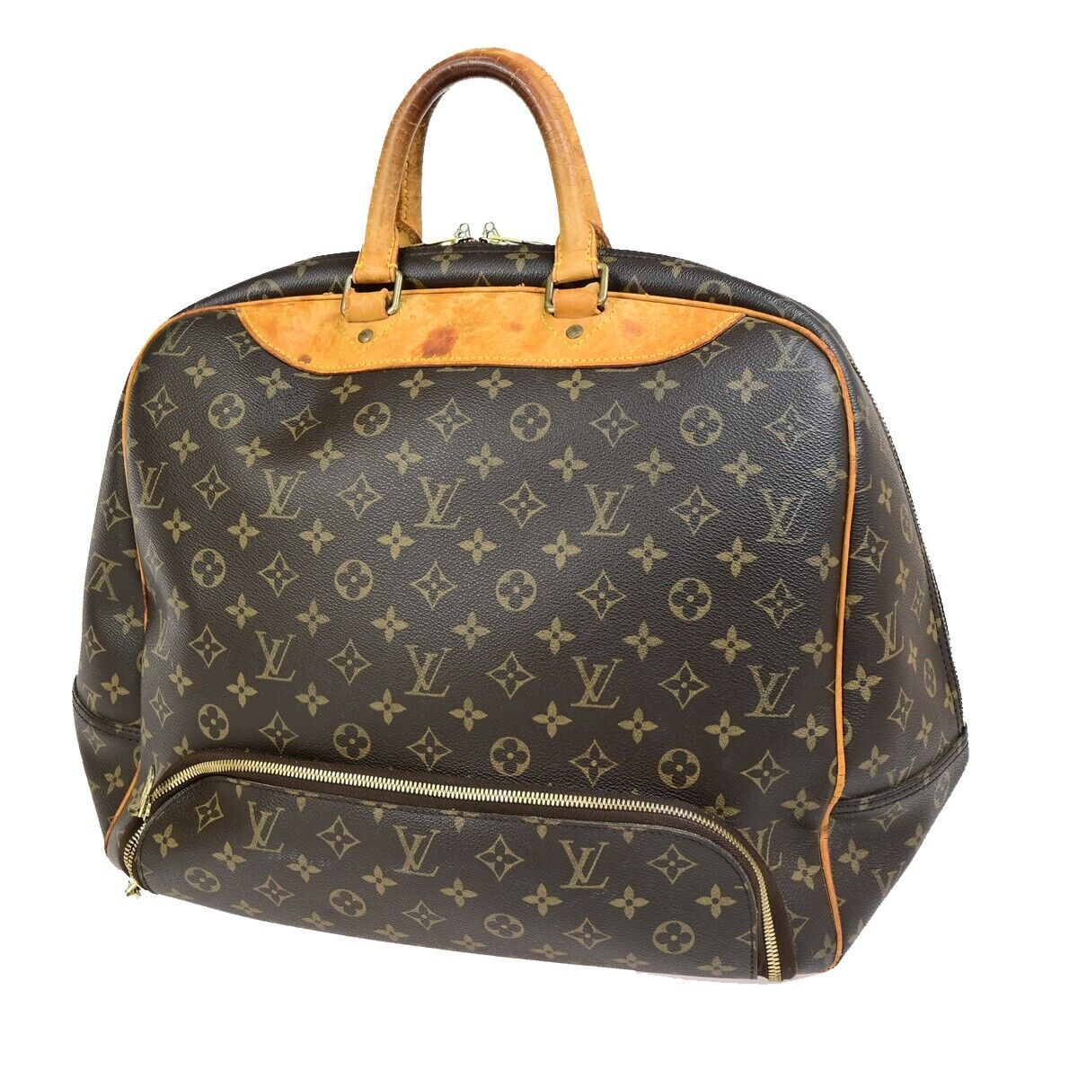 LOUIS VUITTON LV Logo Evasion Hand Bag Monogram Leather Brown M41443 67FB309