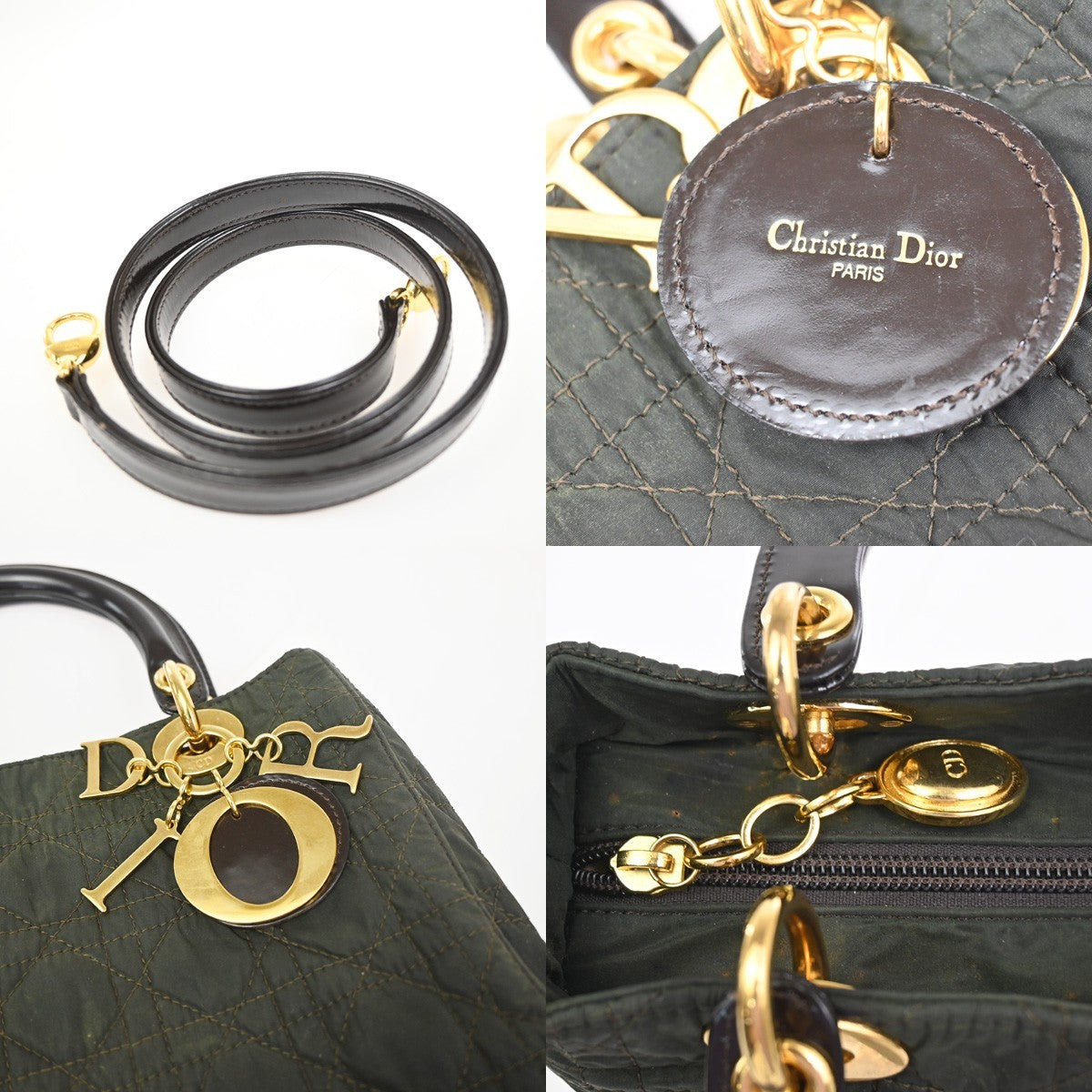 CHRISTIAN DIOR Lady 2Way Shoulder Hand Bag Nylon Patent Leather KI GHW 72YH877