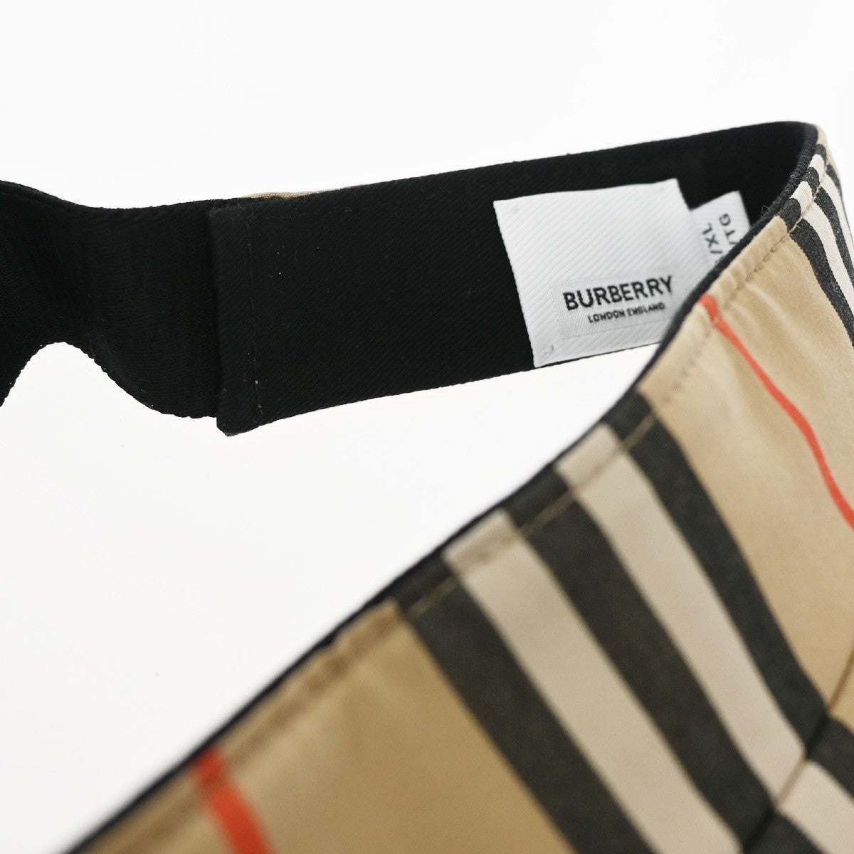 BURBERRY Logo Stripe Visor Hat Size 54-61 Canvas Brown 02RP157