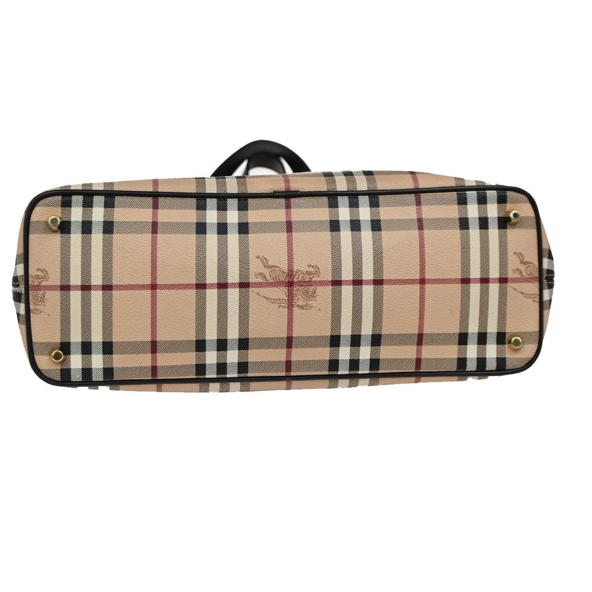 BURBERRY Logo Nova Check Shoulder Bag PVC Leather Beige Black Italy 85DA065