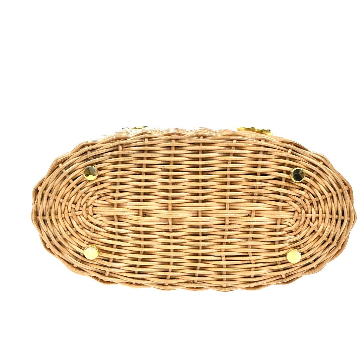 SALVATORE FERRAGAMO Logo Gancini Basket Hand Bag Rattan Brown GHW 28RP146