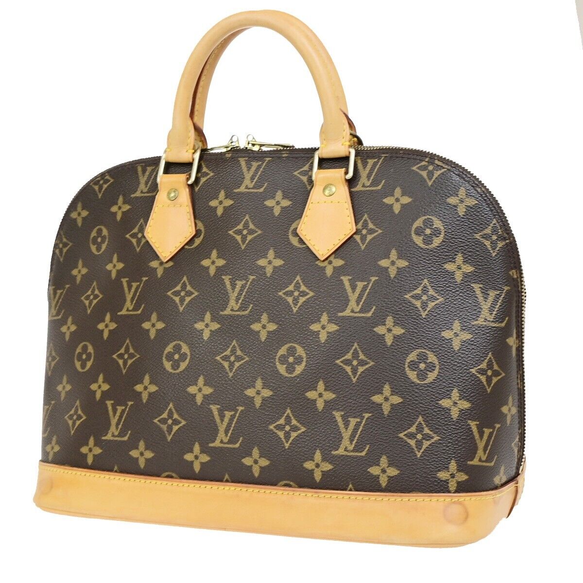 LOUIS VUITTON LV Logo Alma Hand Bag Monogram Leather Brown France M51130 71EC881
