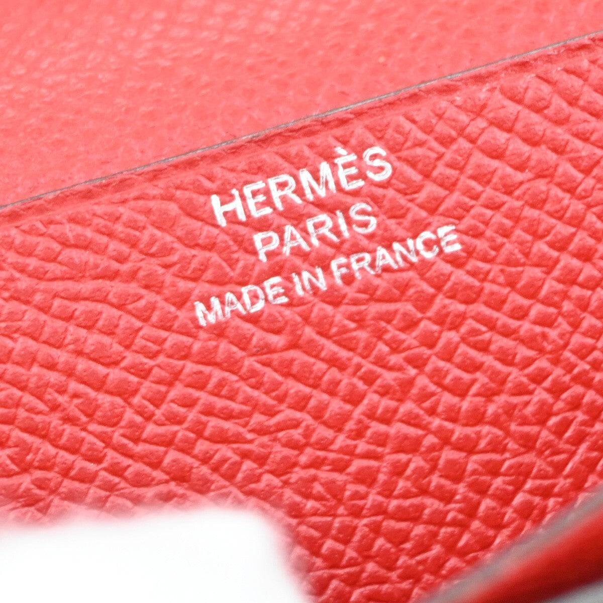 HERMES Logo Bearn Bicolor Long Bifold Wallet Leather Red Burgundy SHW 96RF294