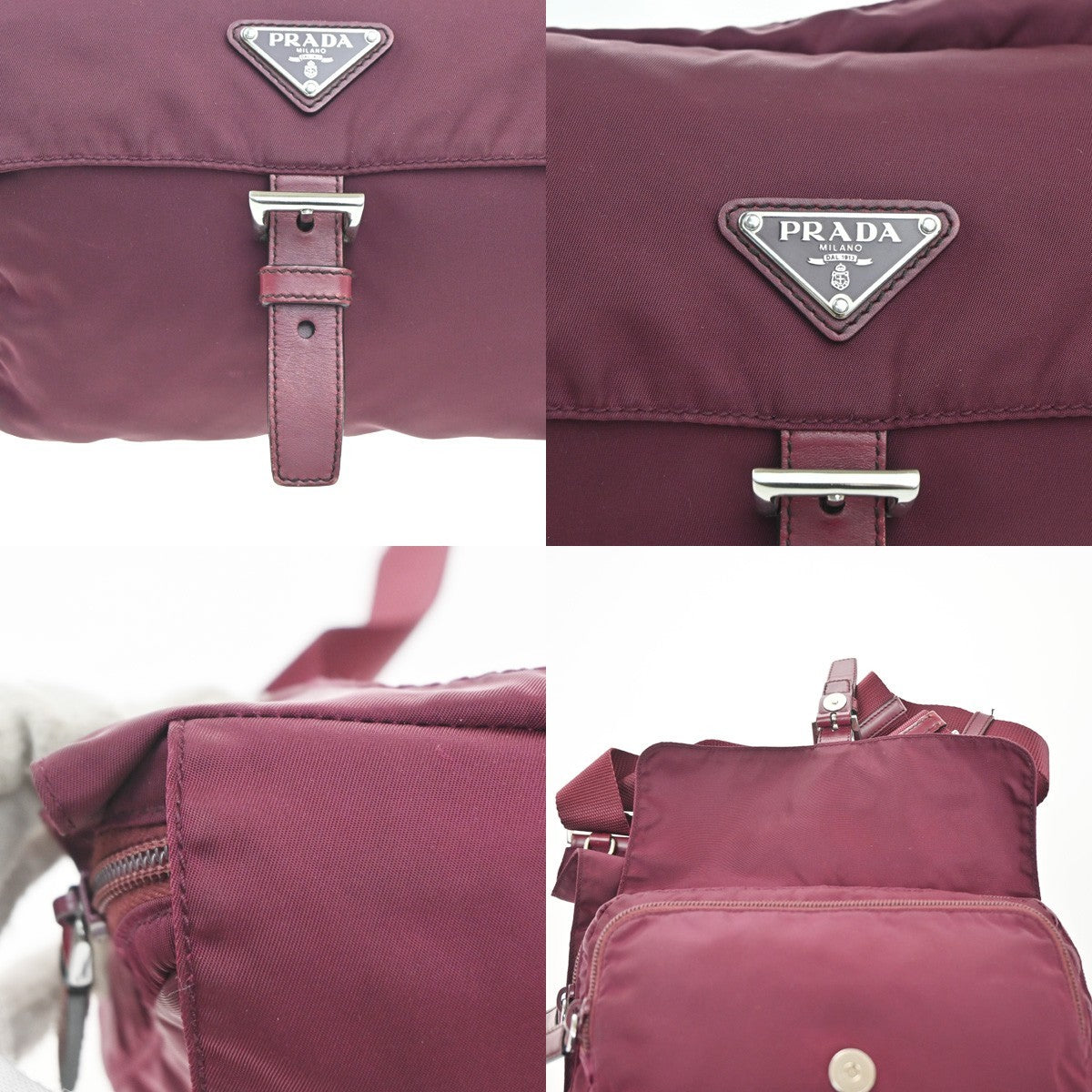 PRADA Logo Tessuto Crossbody Shoulder Bag Nylon Leather Red SHW 73KP542