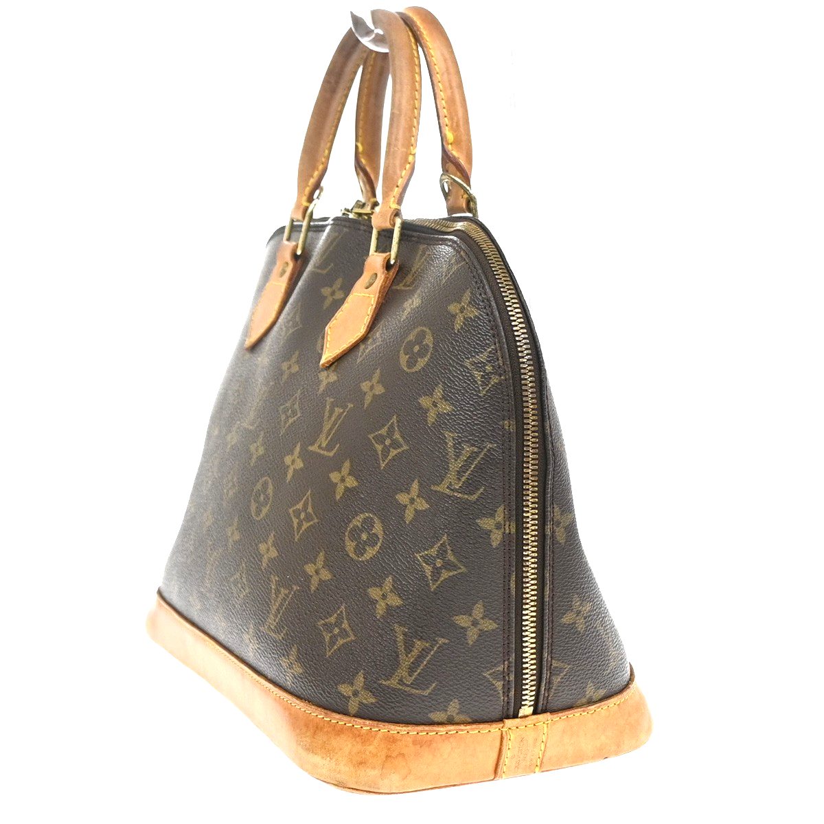 LOUIS VUITTON LV Logo Alma Hand Bag Monogram Leather Brown France M51130 87YJ204