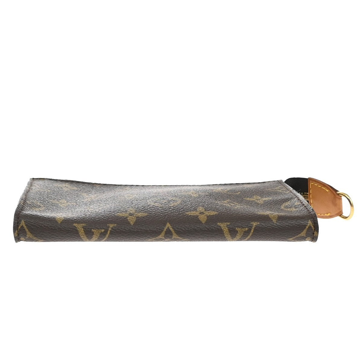 LOUIS VUITTON LV Logo Bucket PM Pouch Bag Monogram Leather Brown Gold 63KB401