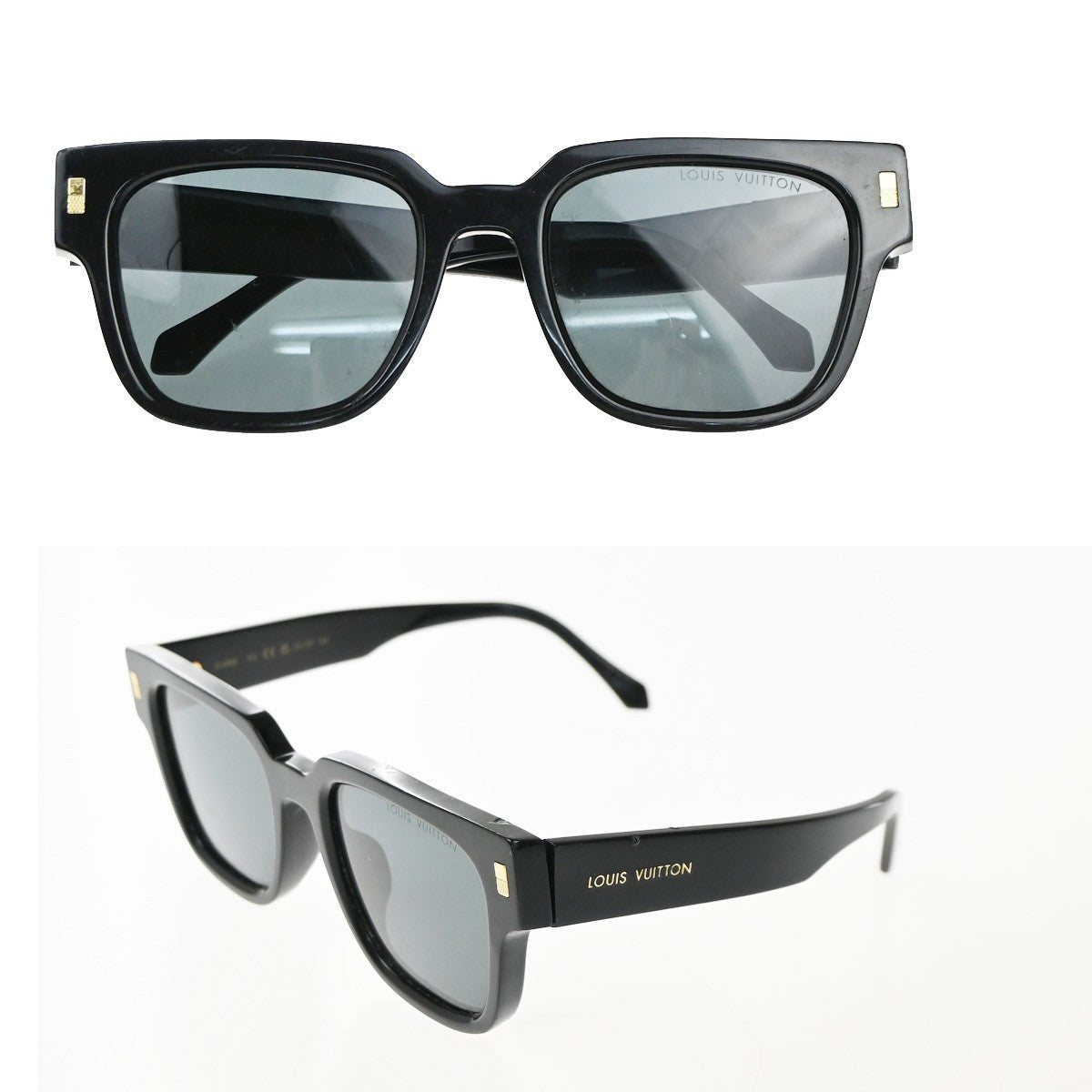 LOUIS VUITTON Escape Square Sunglasses Eye Wear Plastic Black GHW Z1496E 36EG390
