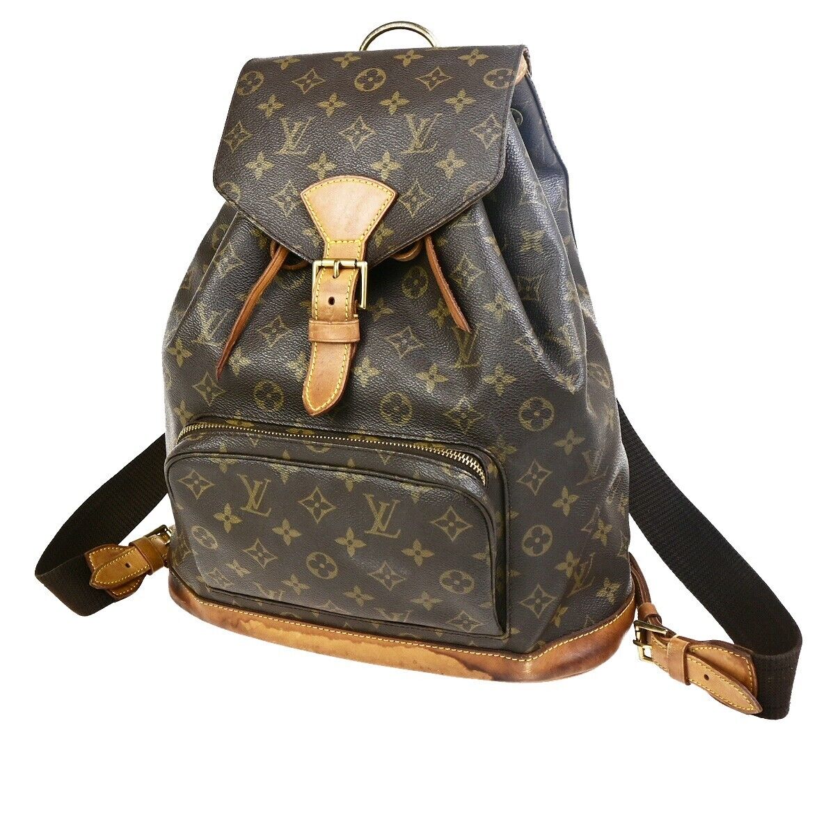 LOUIS VUITTON Montsouris GM Backpack Bag Monogram Leather Brown M51135 71FB219