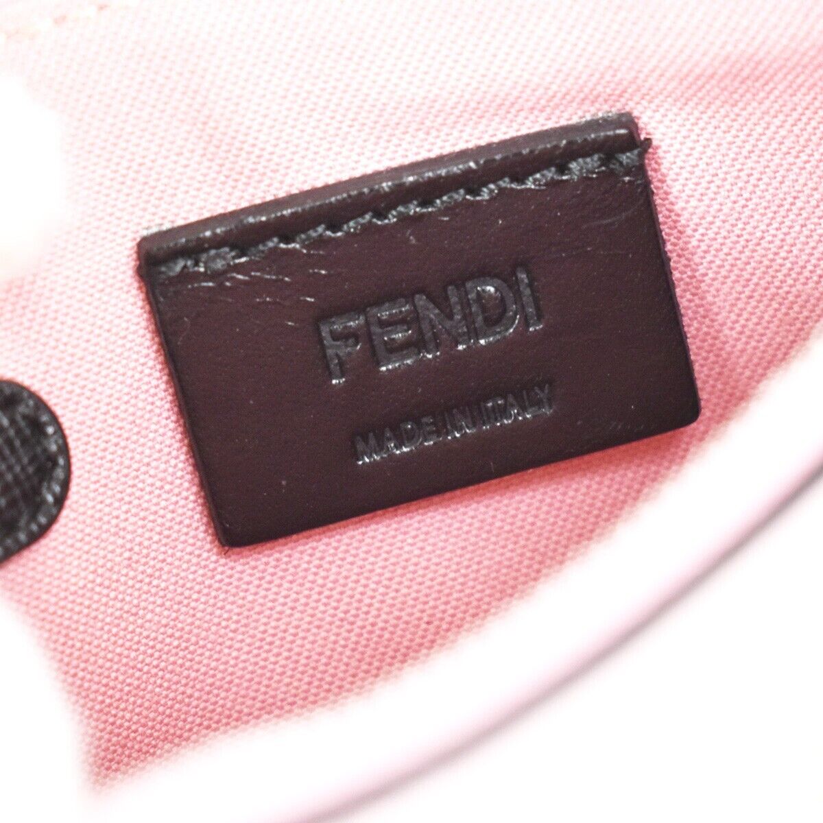 FENDI BAG BUGS Monster Coin Wallet Key Clip Leather Black Pink Silver 66YD090