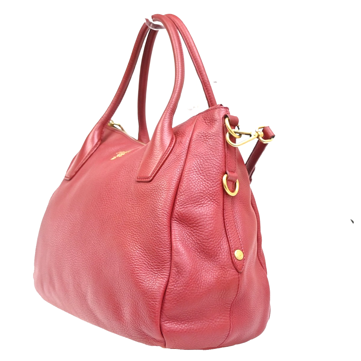 PRADA Logo 2way Crossbody Shoulder Hand Bag Embossing Leather Red GHW 84MA284