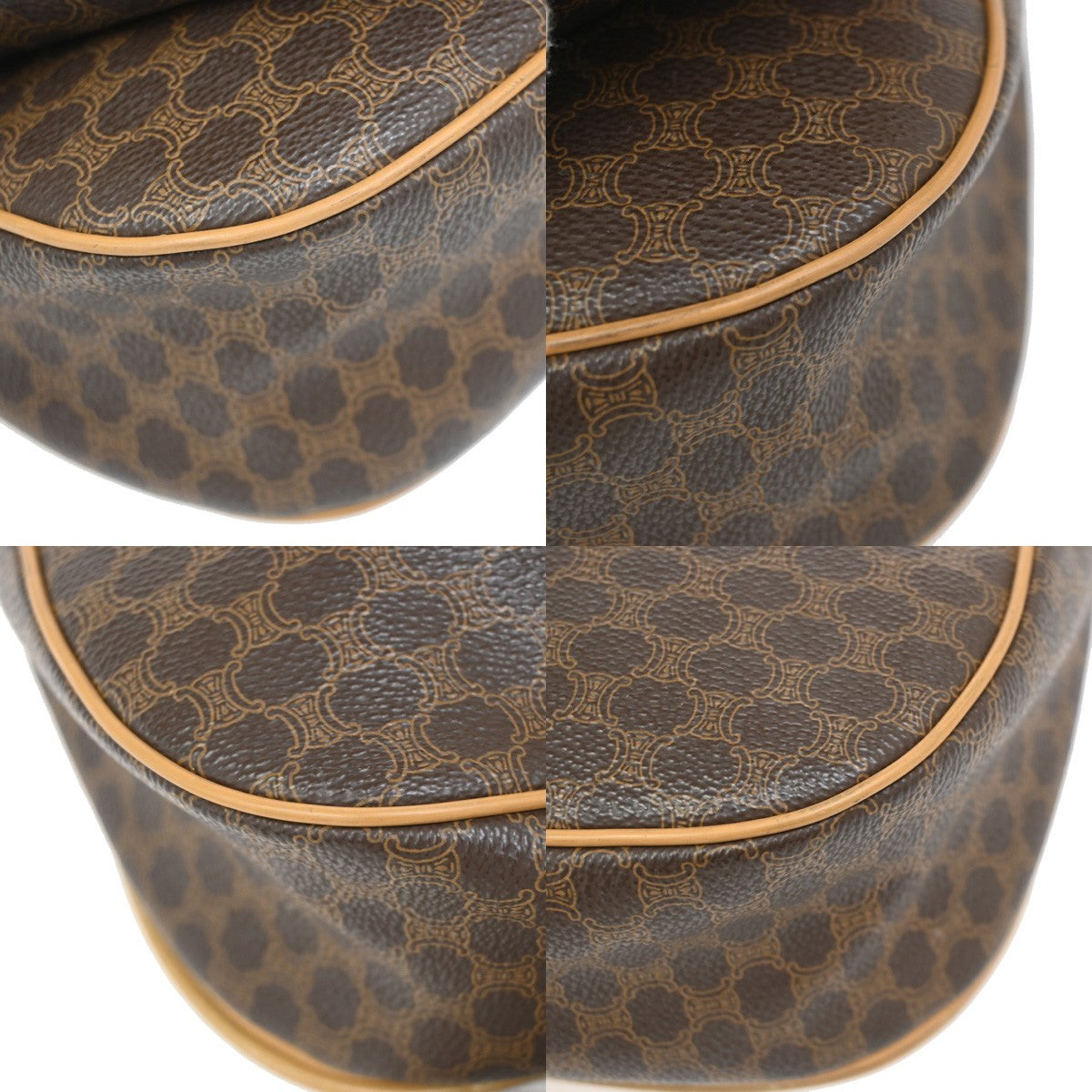 CELINE Logo Macadam Pattern Shoulder Bag PVC Leather Brown GHW Italy 69KB343
