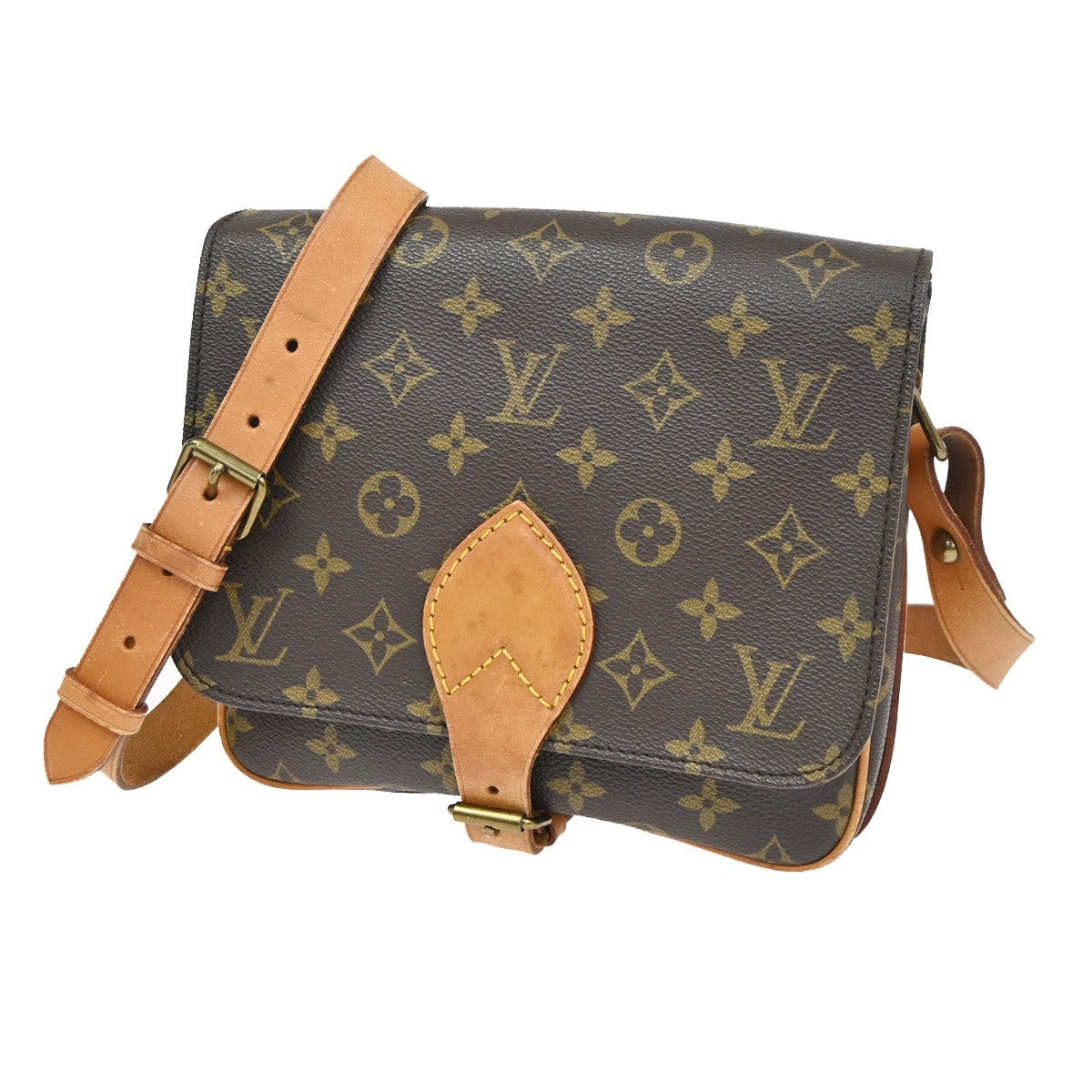 LOUIS VUITTON Cartouchiere MM Shoulder Bag Monogram Leather Brown M51253 84KC821