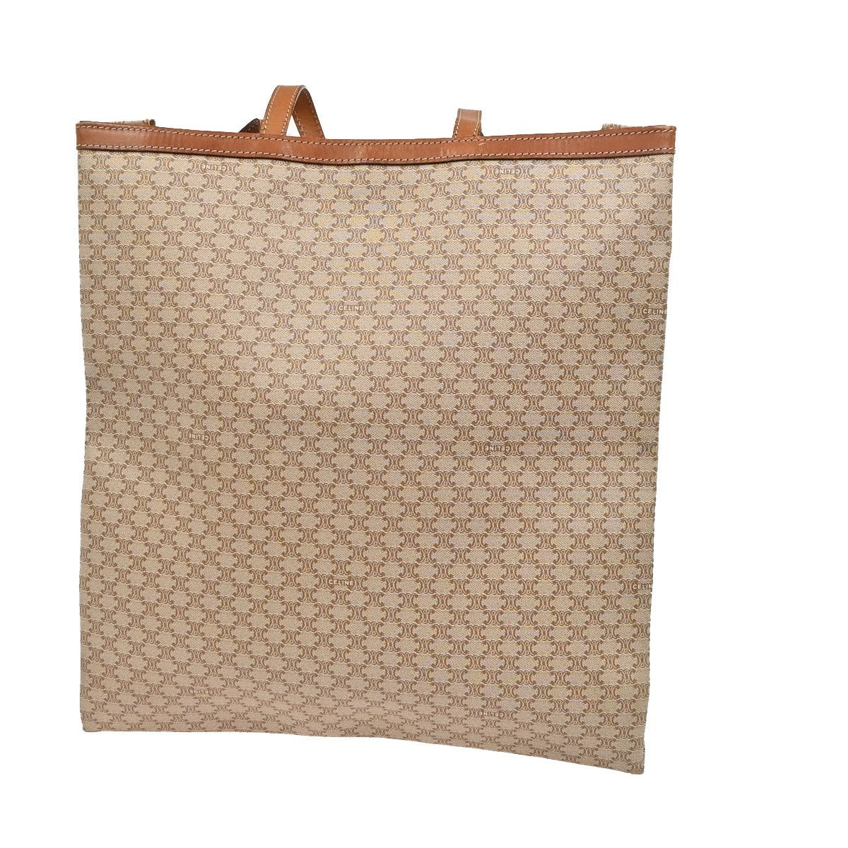 CELINE Logo Macadam Pattern Shoulder Bag PVC Leather Beige GHW Italy 60KC920