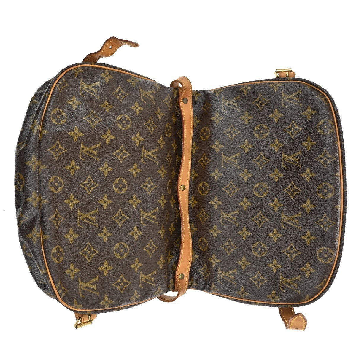 LOUIS VUITTON Logo Saumur 30 Shoulder Bag Monogram Leather Brown M42256 18TA325
