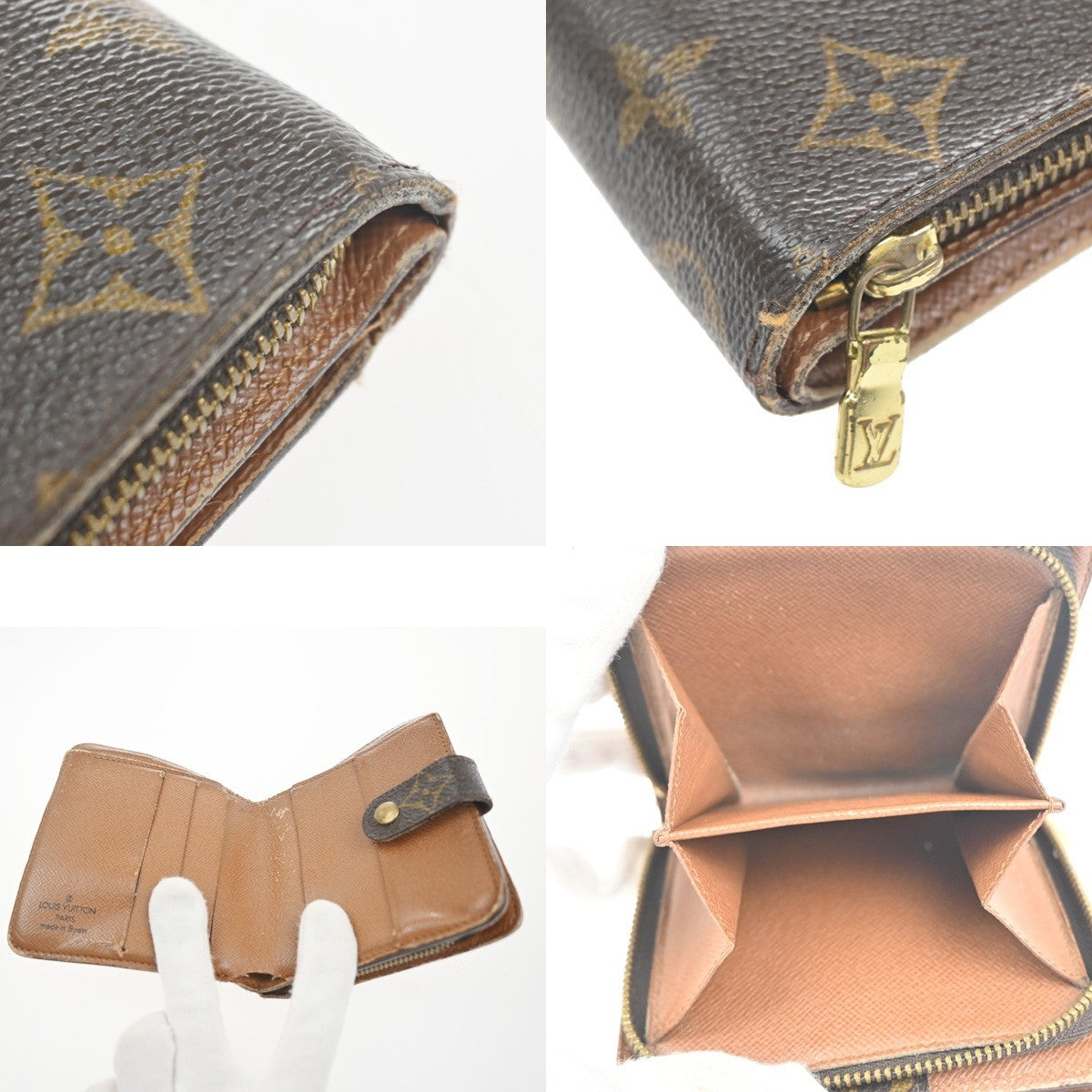 LOUIS VUITTON LV 2 Set Credit Compact Zip Wallet Monogram Leather BN 02KC753
