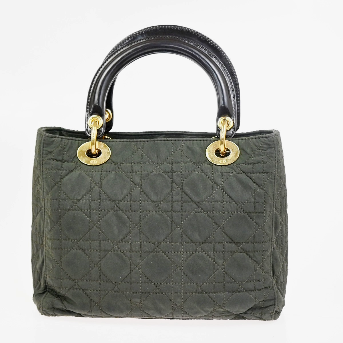 CHRISTIAN DIOR Lady 2Way Shoulder Hand Bag Nylon Patent Leather KI GHW 72YH877
