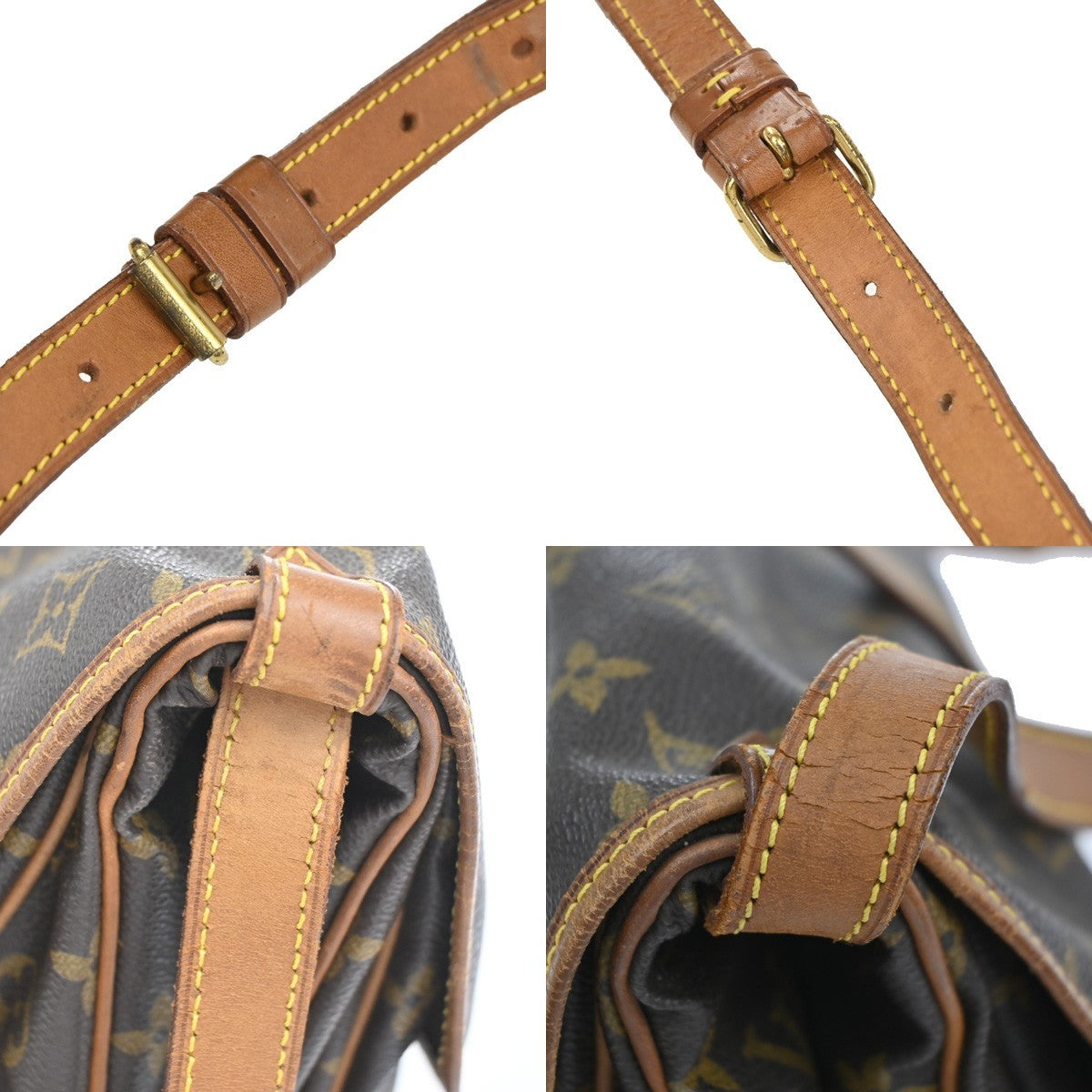 LOUIS VUITTON Logo Saumur 30 Shoulder Bag Monogram Leather Brown M42256 73CA867