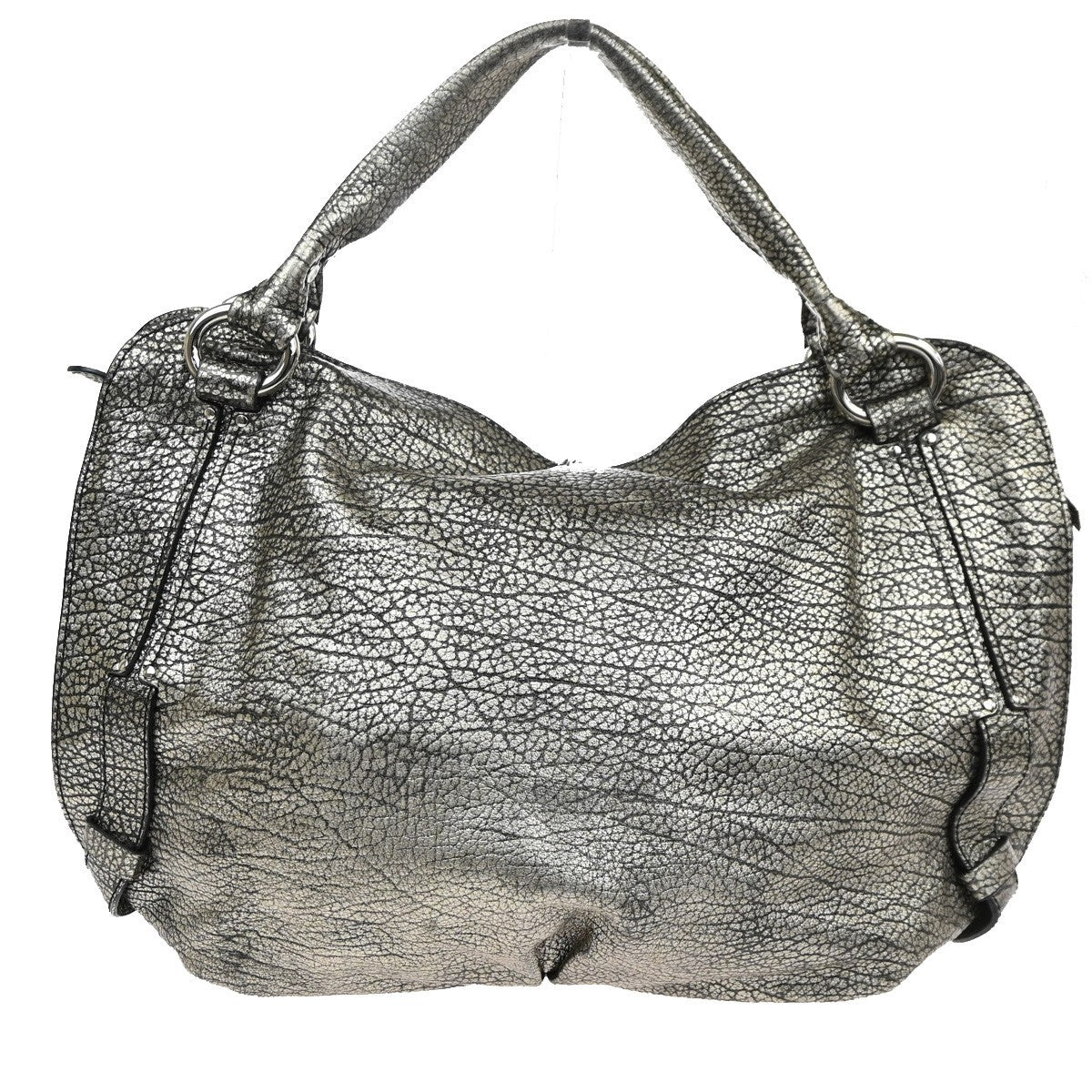 CELINE Bittersweet Shoulder Hobo Hand Bag Leather Metallic Gray SHW 34KD072