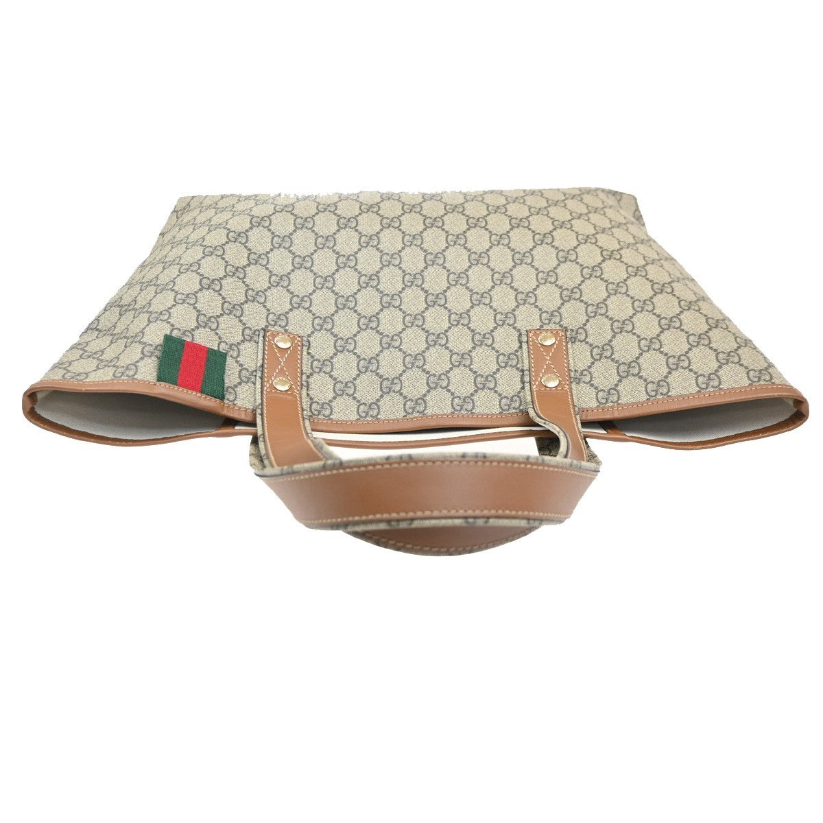 GUCCI Logo Sherry GG Pattern Hand Tote Bag PVC Leather Beige Italy 35KC867