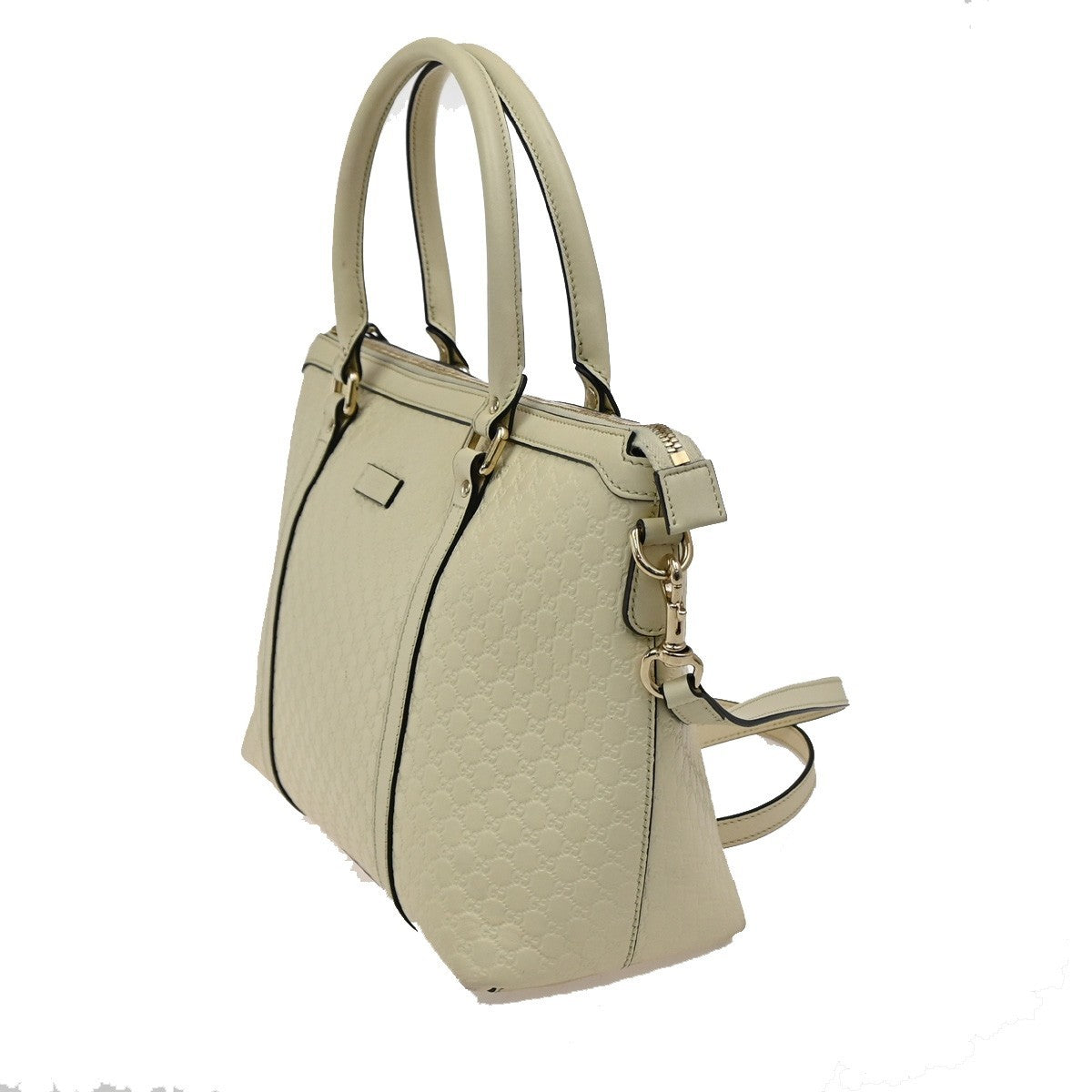 GUCCI Micro GG Guccissima 2Way Shoulder Hand Bag Leather White Italy 23KB342