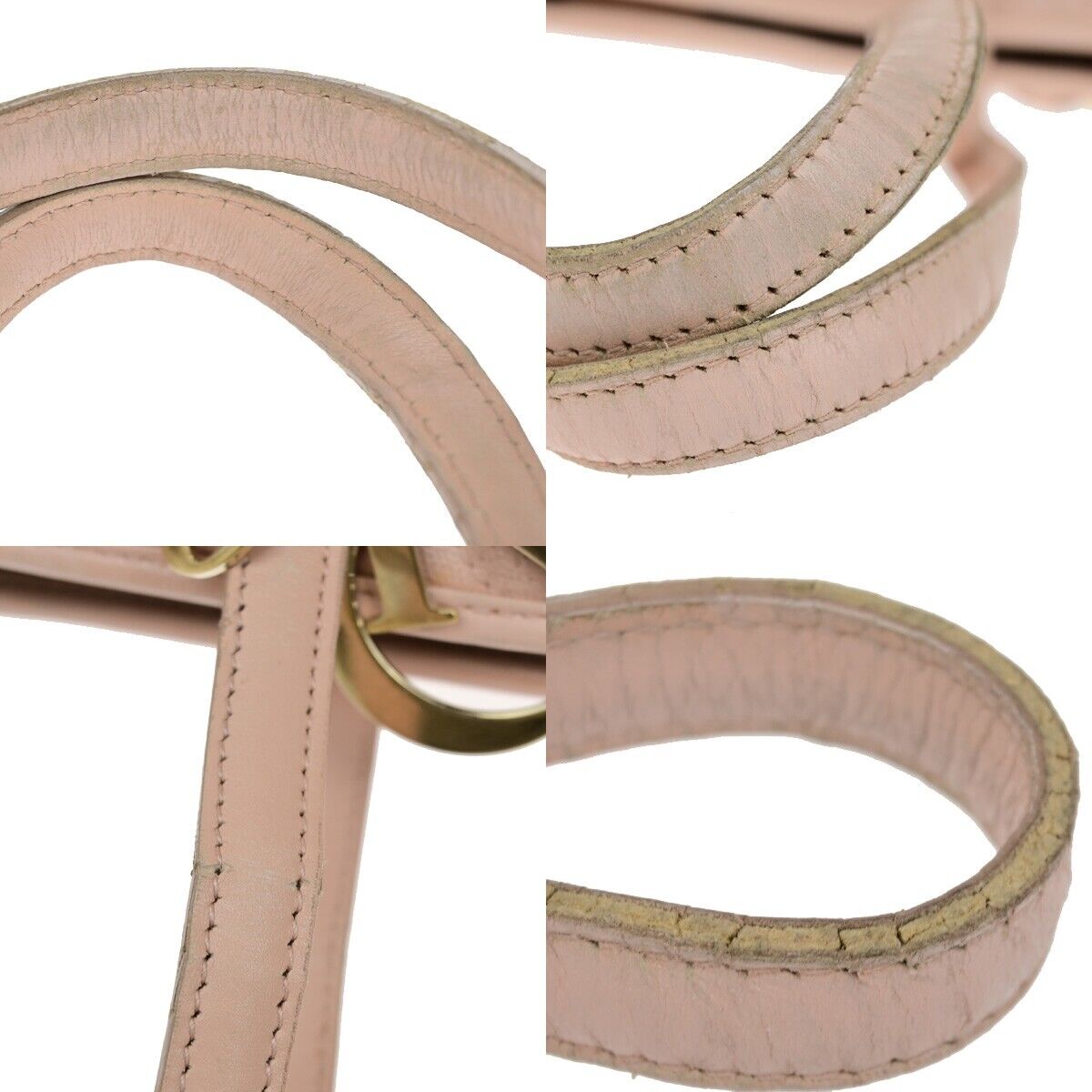 CHRISTIAN DIOR Panarea Cannage Shoulder Bag Coating Canvas Leather Pink 88YH016