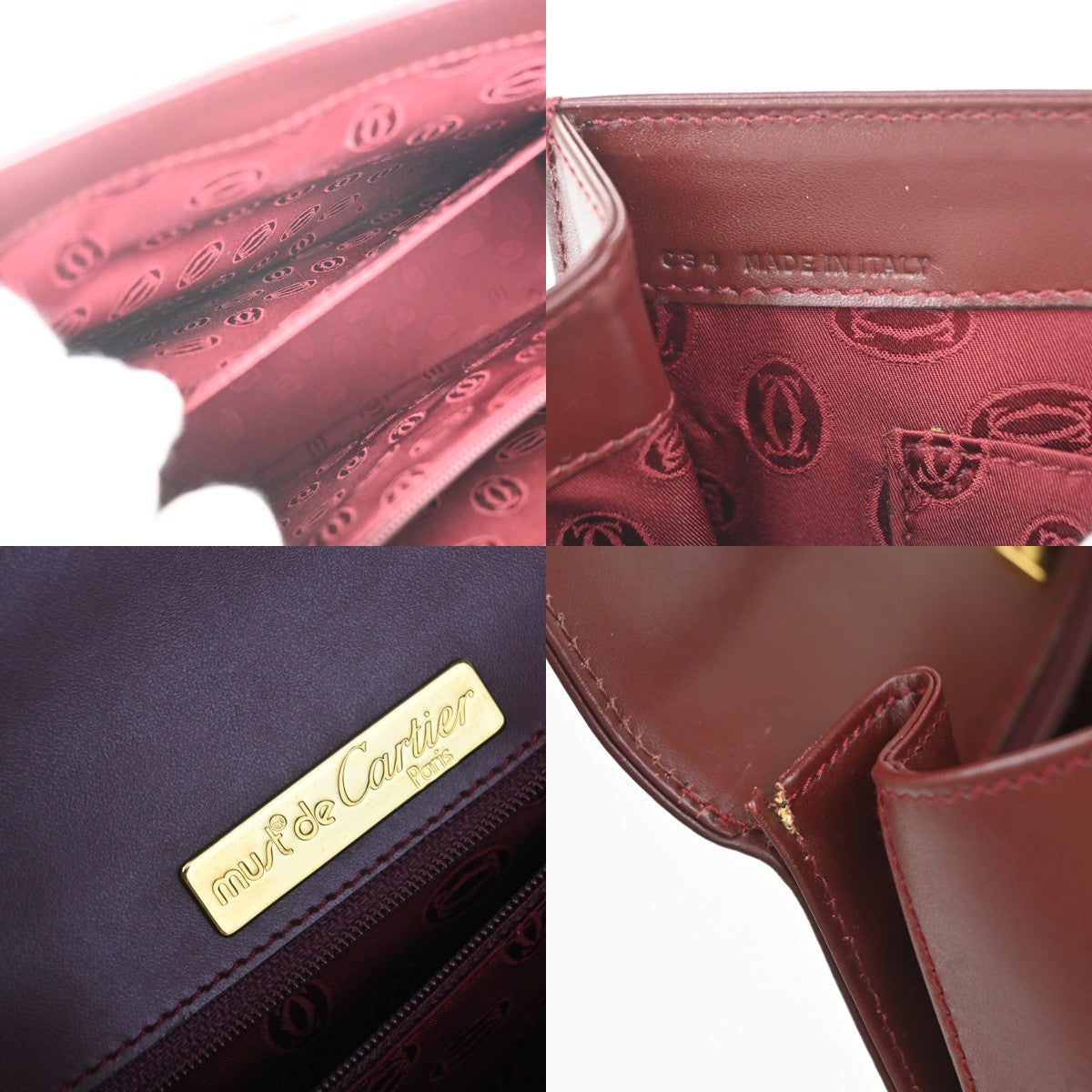 MUST DE CARTIER 2C Logo Shoulder Hand Bag Leather Red GHW Italy 87YJ120