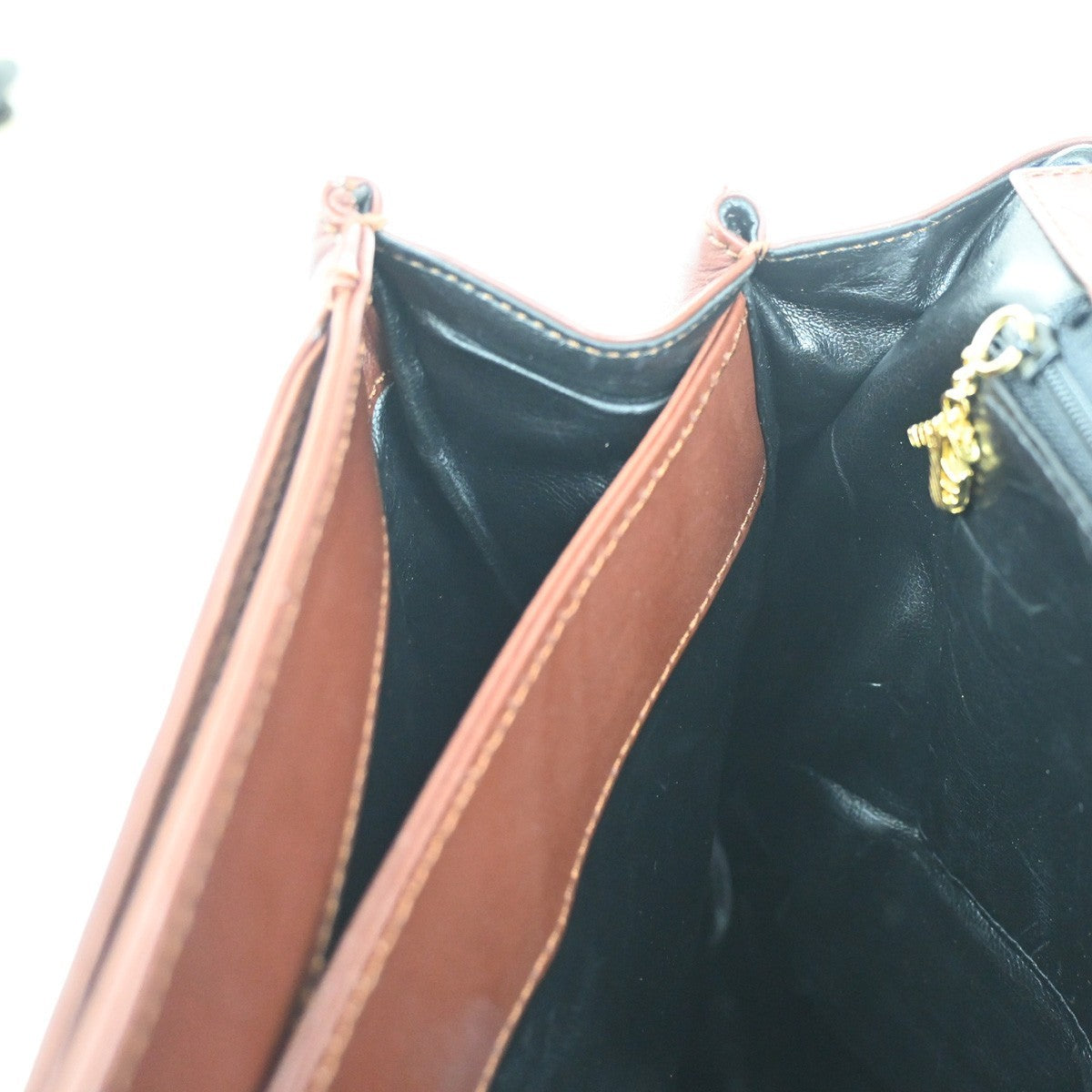 SALVATORE FERRAGAMO Logo Flap Shoulder Hand Bag Leather Brown GHW Italy 67MA410